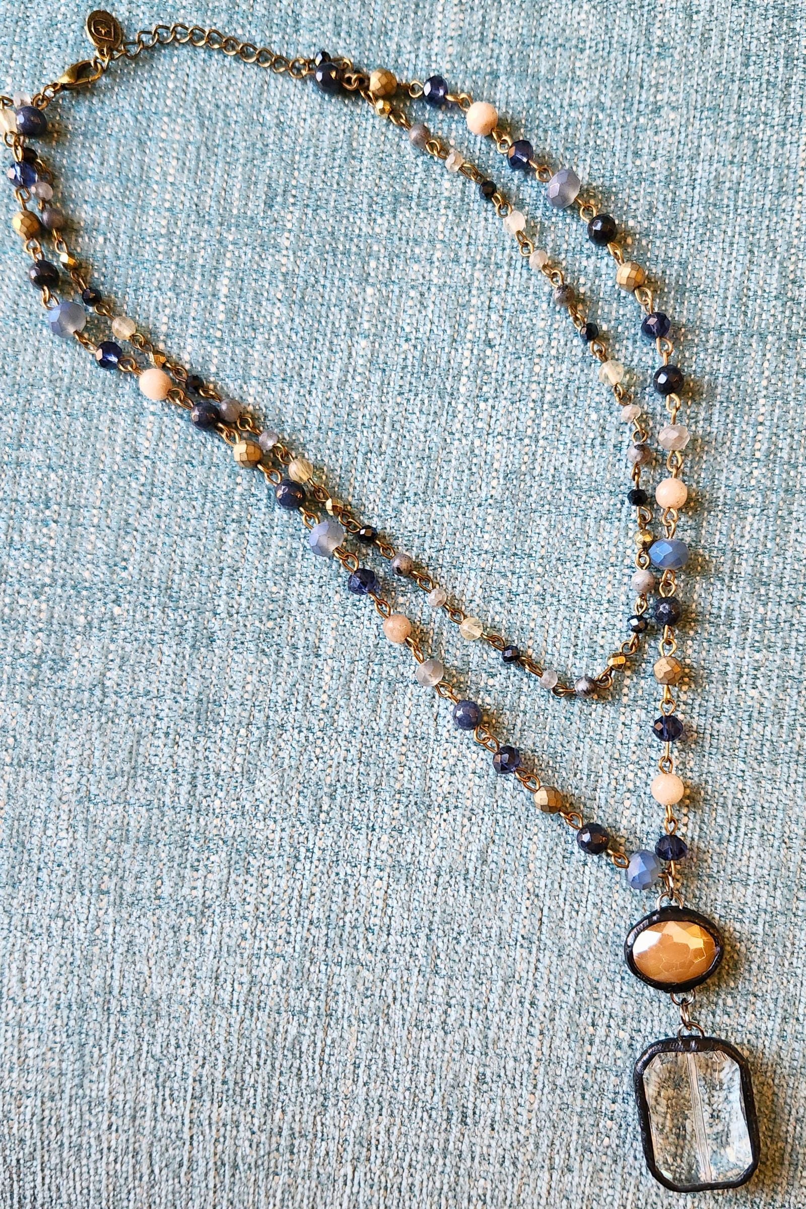 Micah Layered Denim Blue Necklace