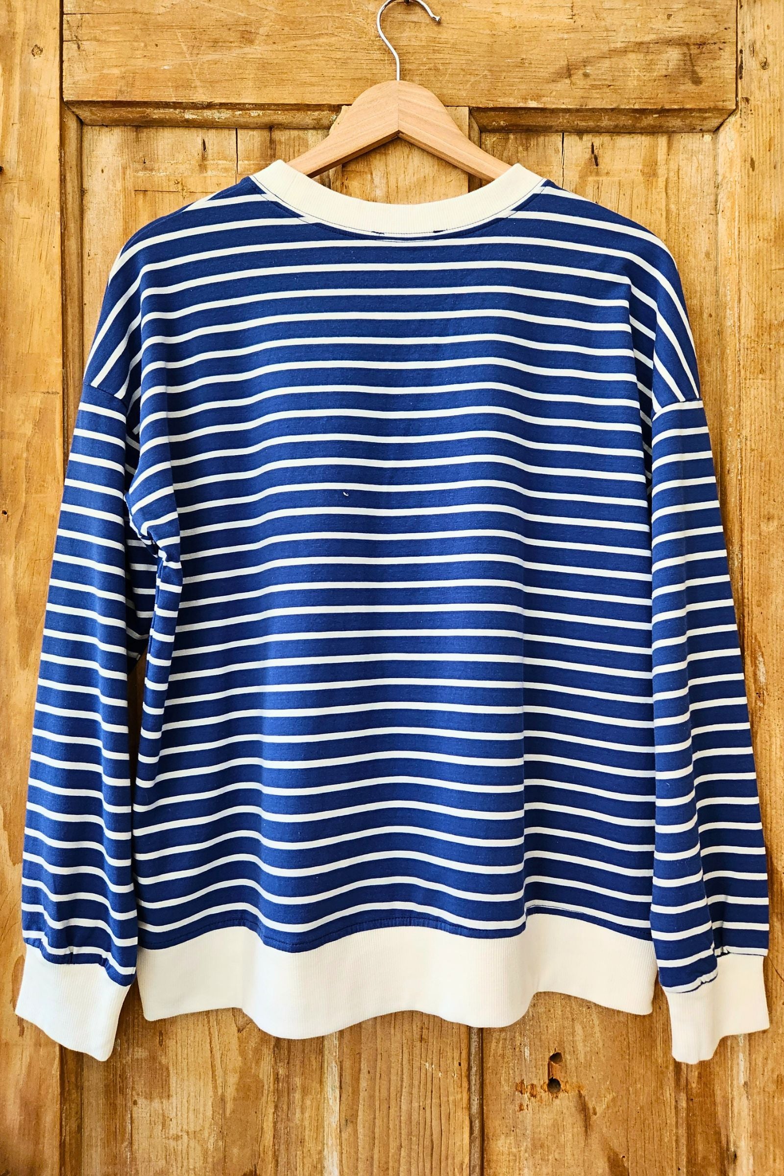Blue & White Stripe Pullover Top