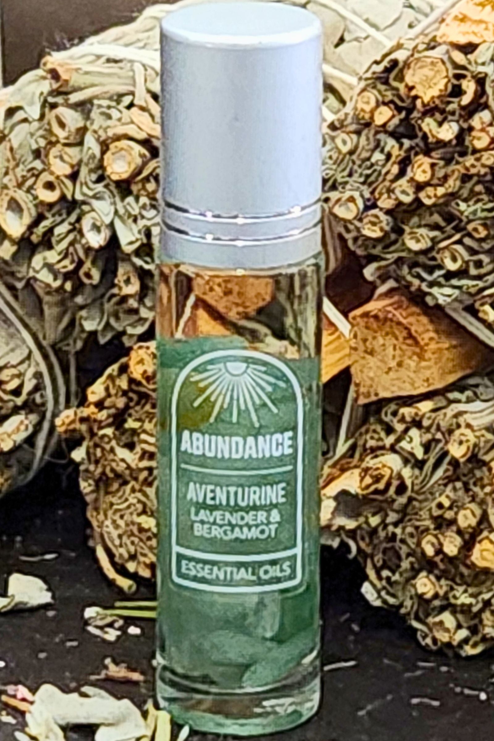 Abundance: Adventurine Crystal Lavender & Bergamot Roll-On Essential Oil
