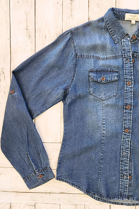 Chambray Button Down Top