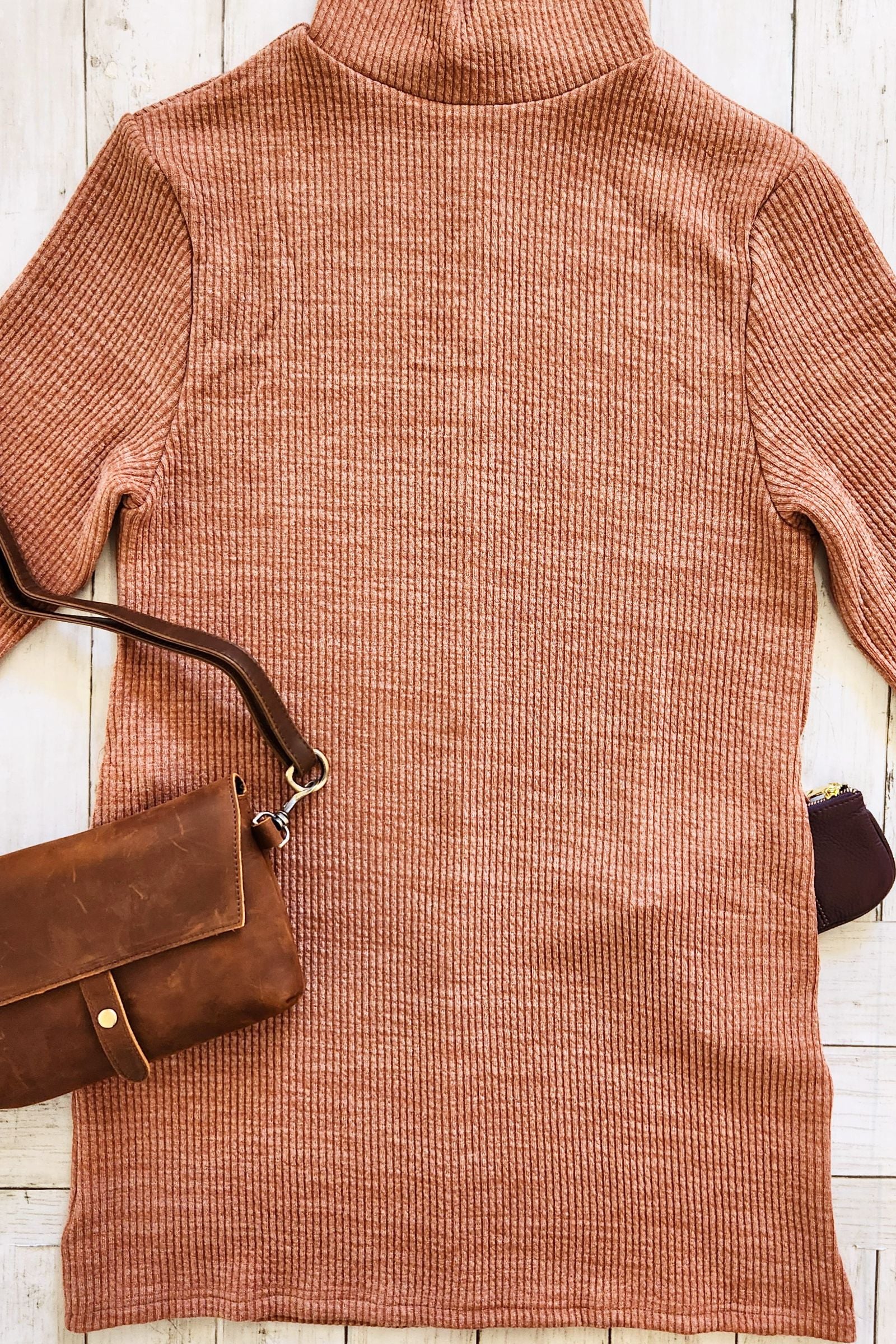 Cinnamon Half Sleeve Turtle Neck Dress