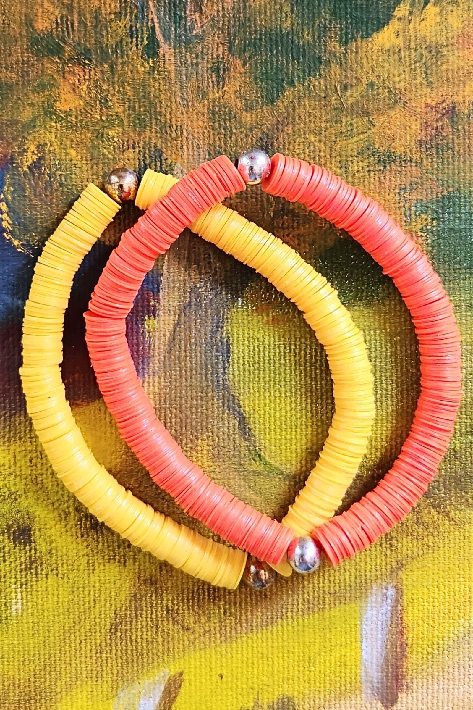 Orange Game Day Sequin Stretch Bracelet