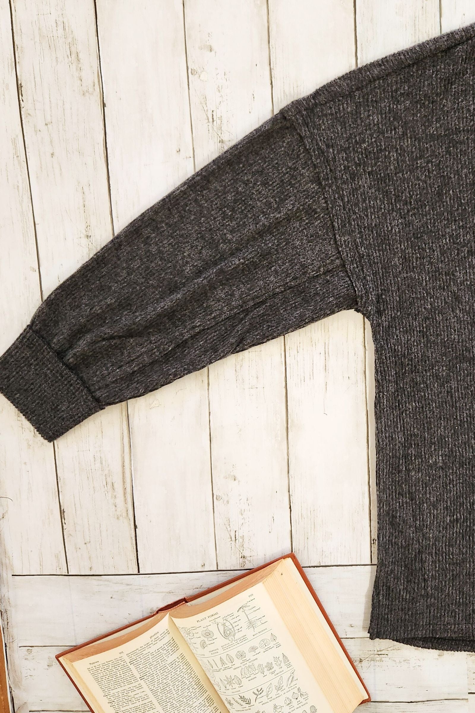 CURVY Black Drop Shoulder Hacci Sweater