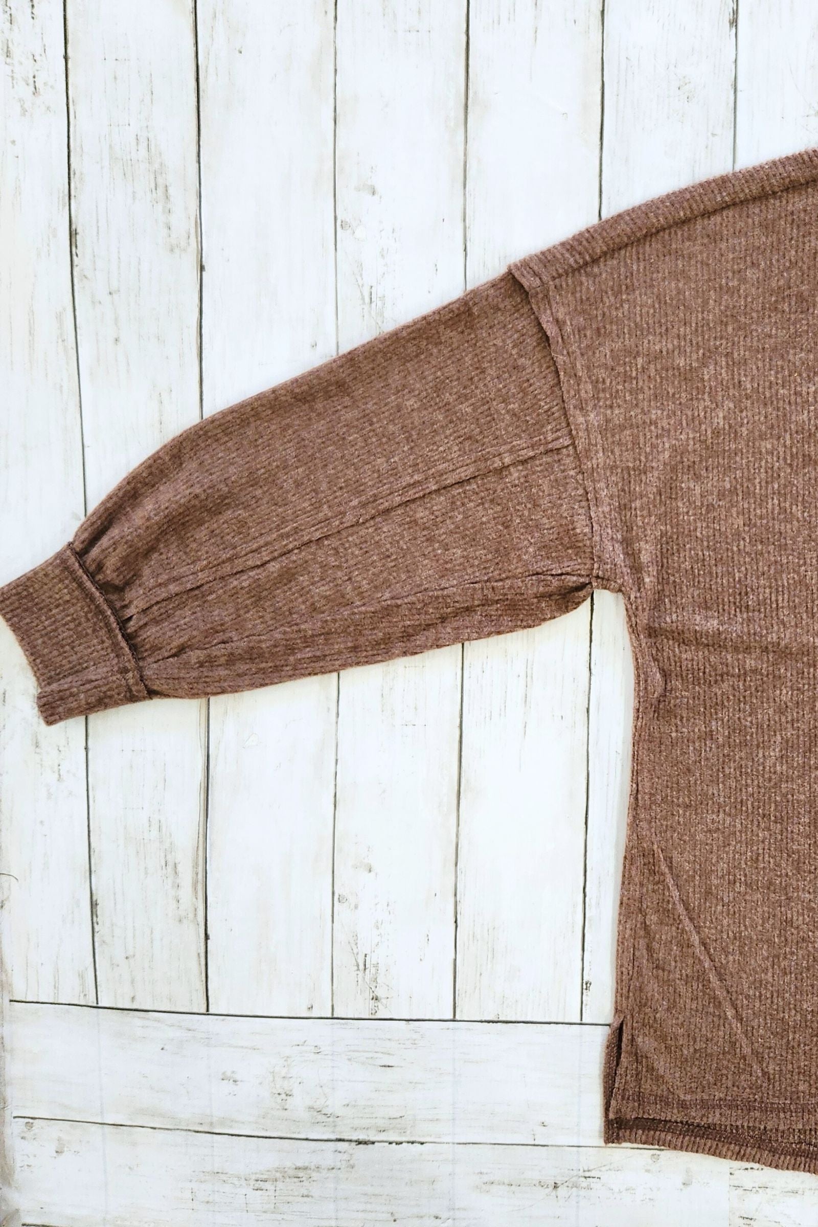 CURVY Brown Drop Shoulder Hacci Sweater