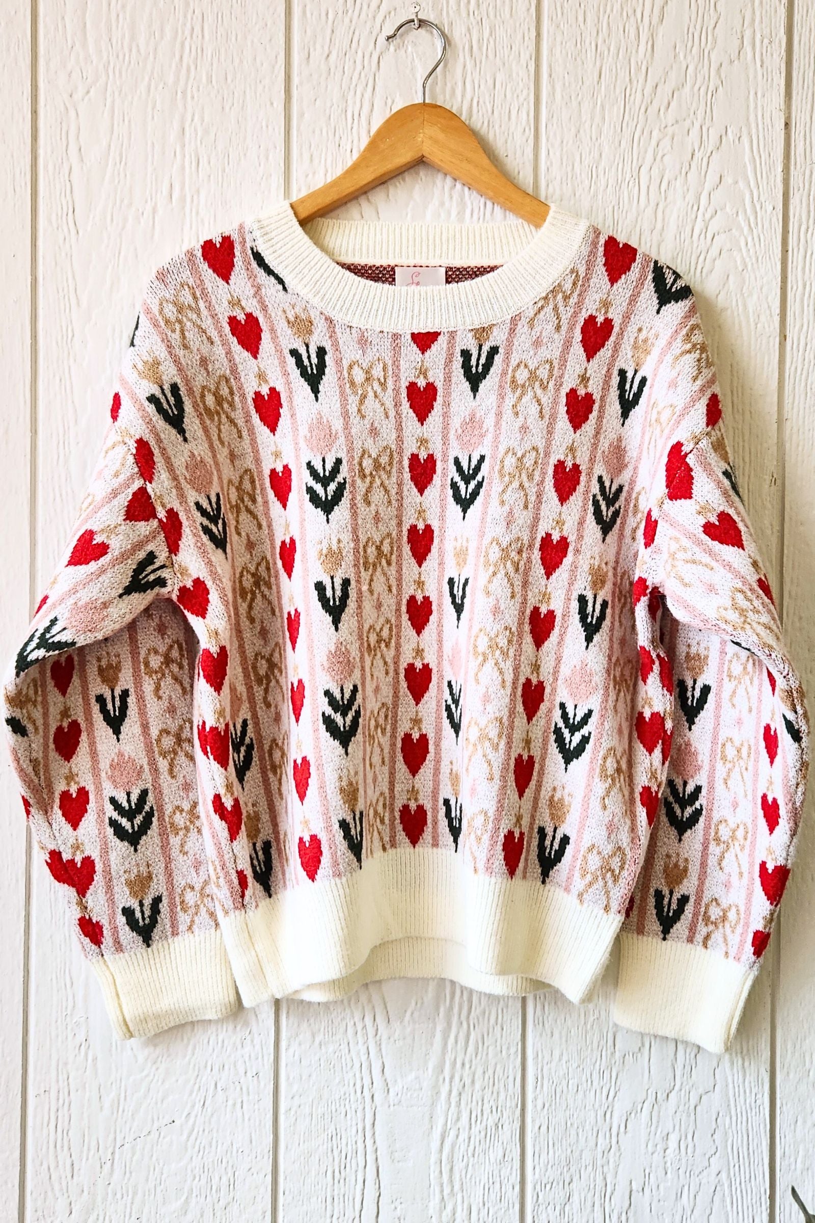 Heart & Ribbon Floral Sweater