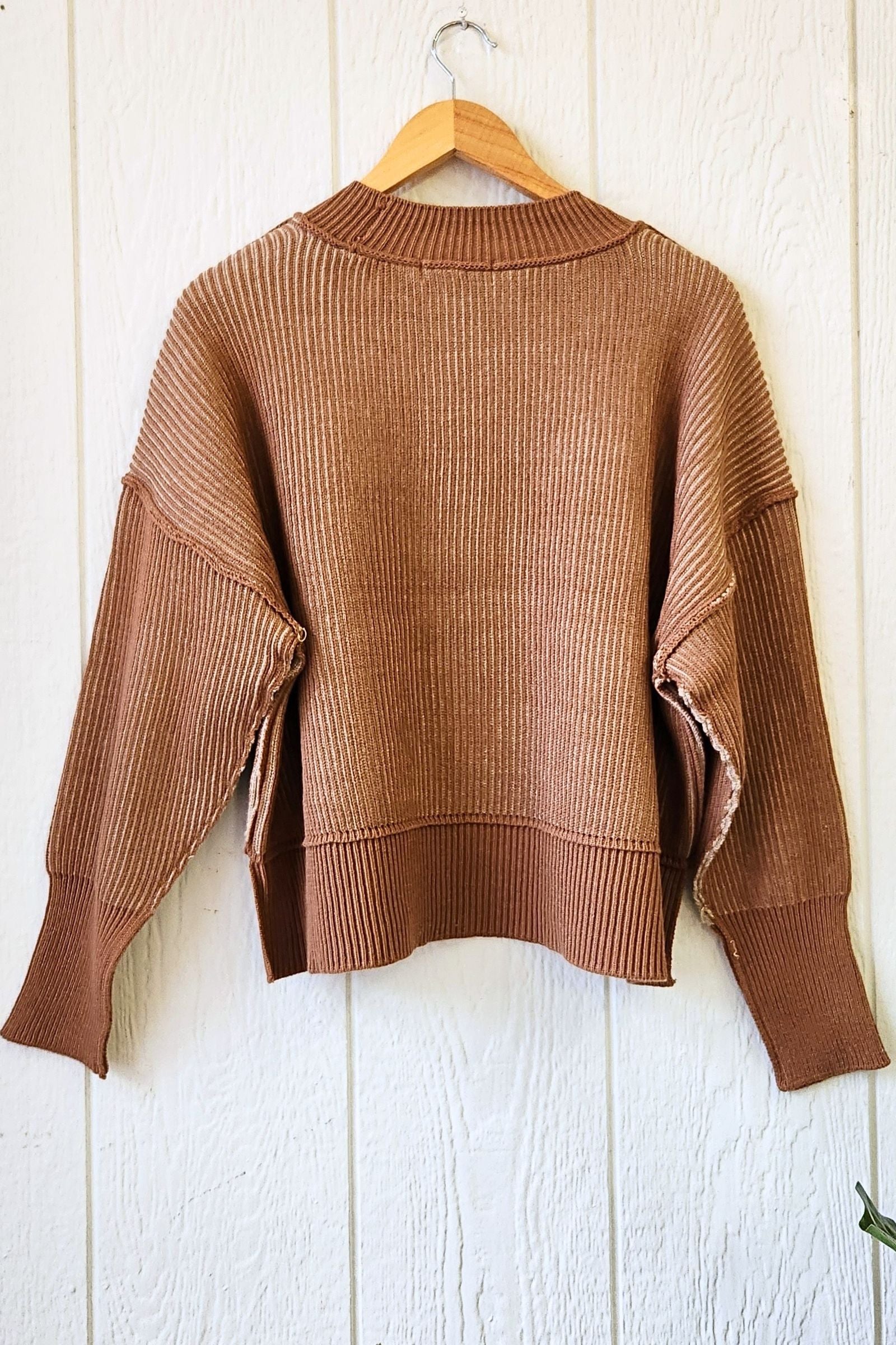 Mocha & Camel Exposed Seam Two Tone Sweater