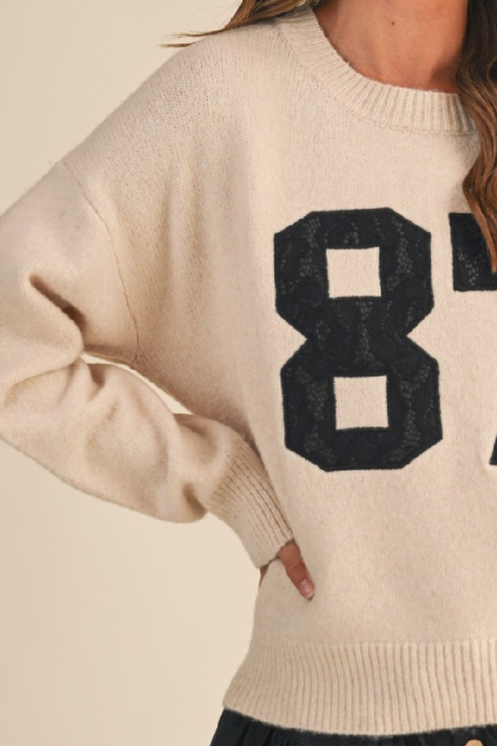 Ivory & Black 87 Lace Contrast Sweater