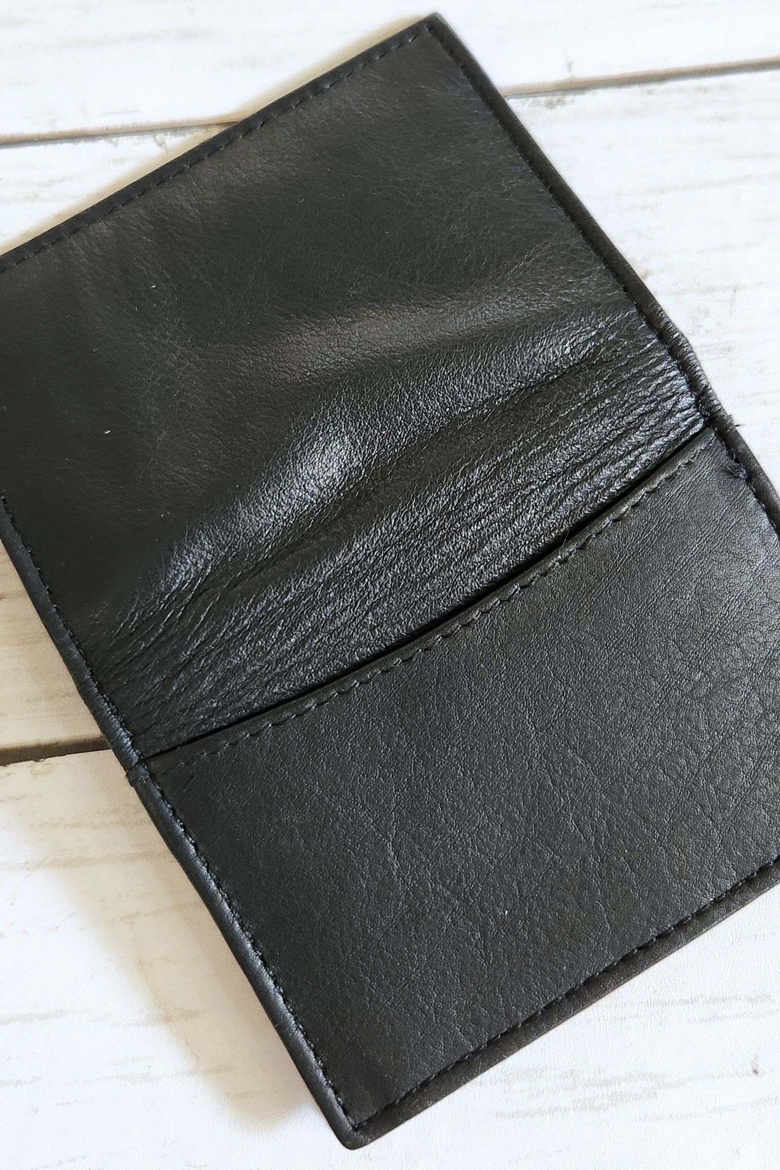 Black Cowhide Leather RFID Wallet