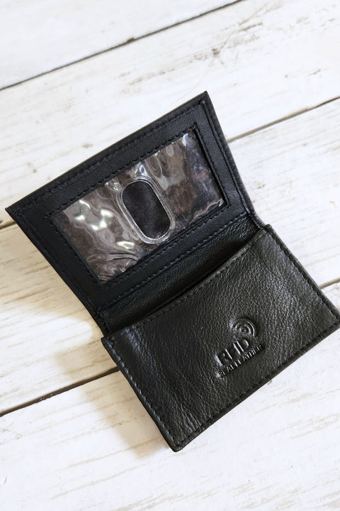Black Cowhide Leather RFID Wallet