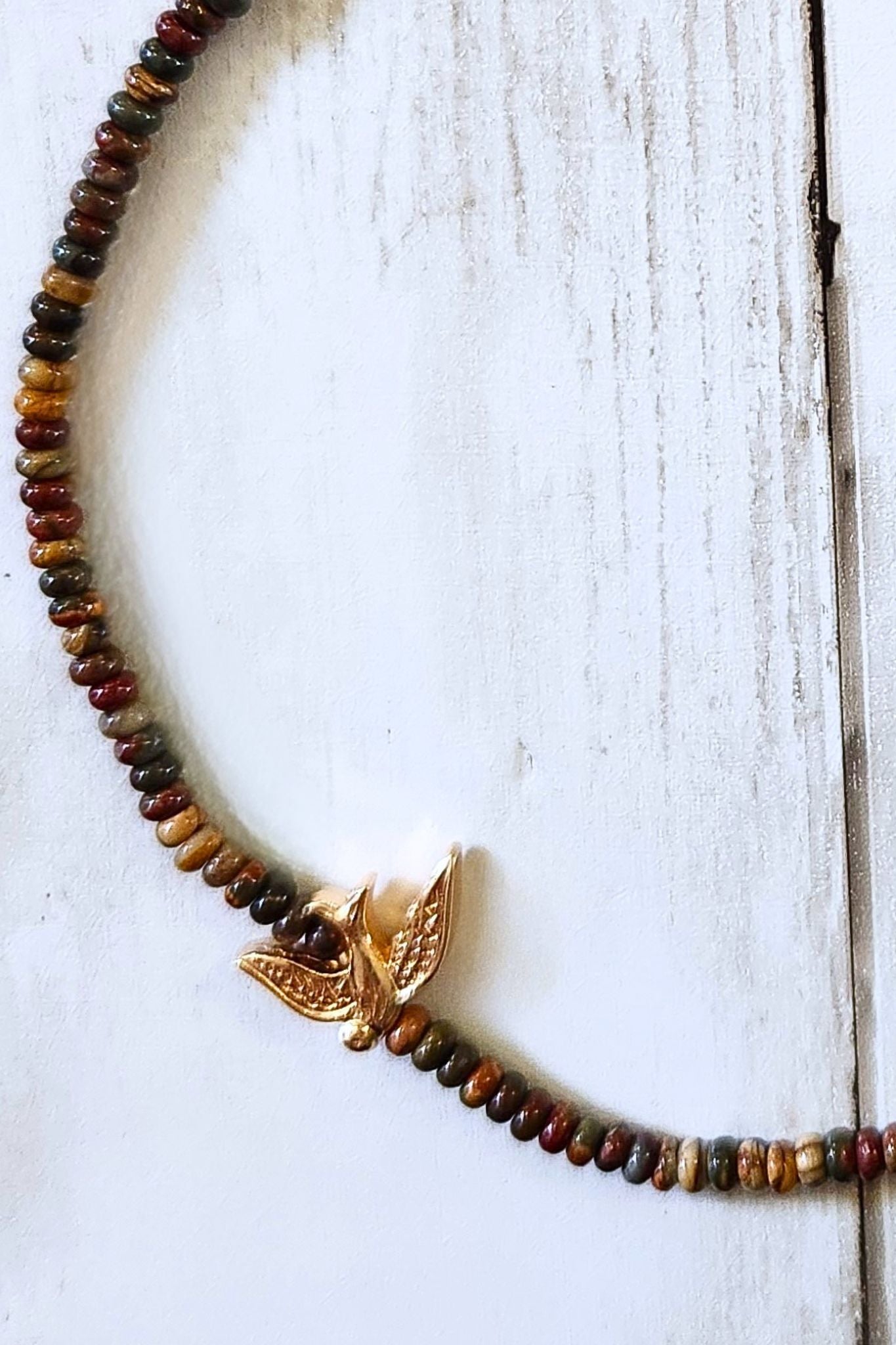 Lulu Gray Agate Bird Necklace