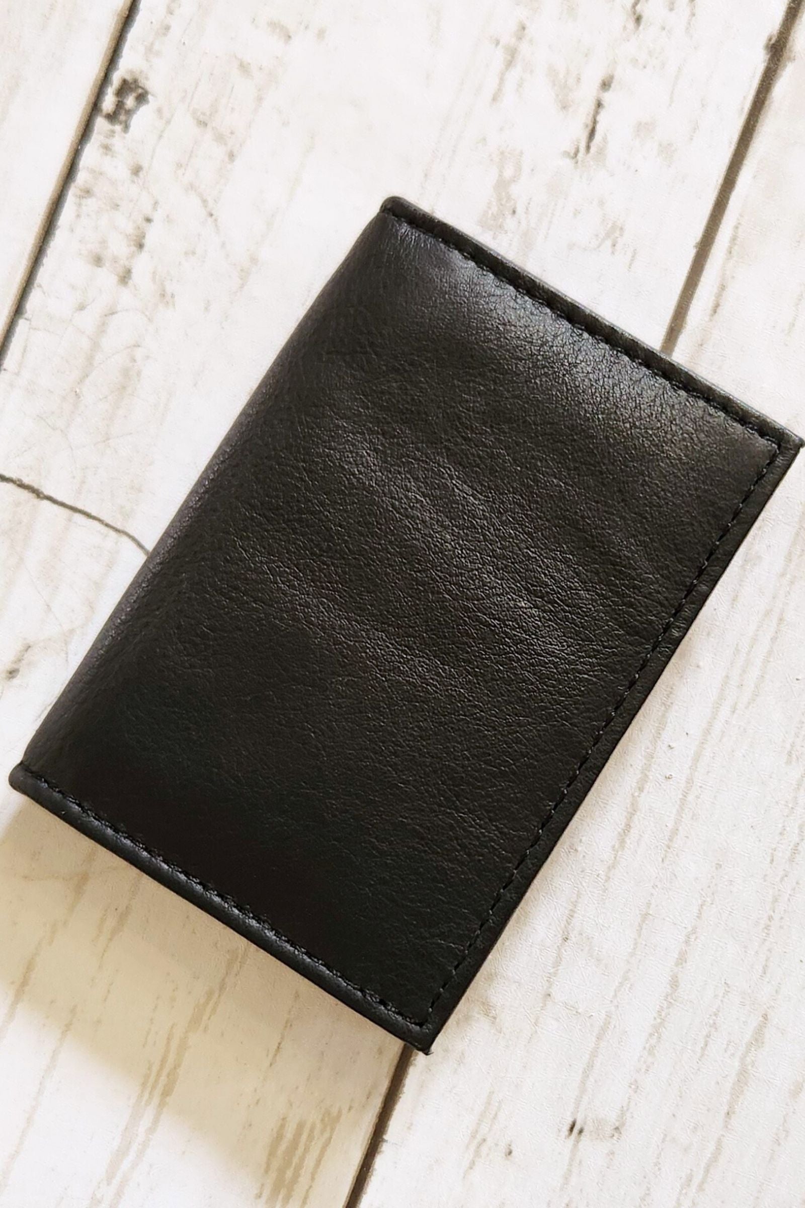 Black Cowhide Leather RFID Wallet