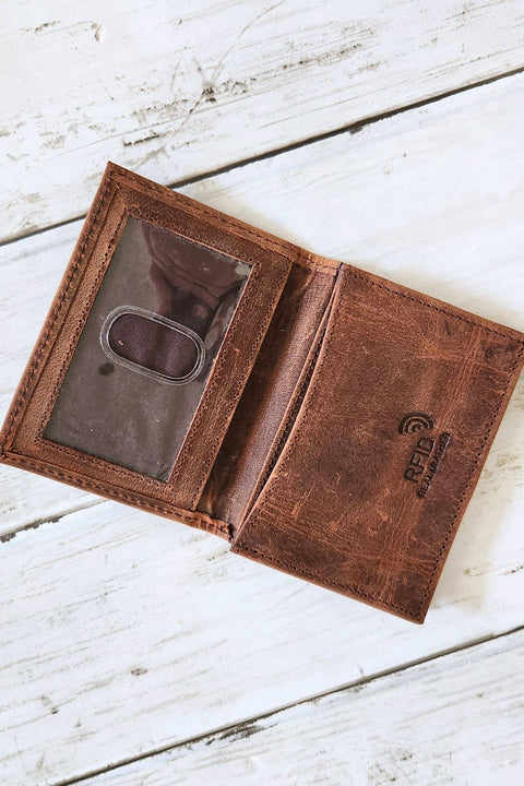 Brown Buffalo Leather RFID Wallet
