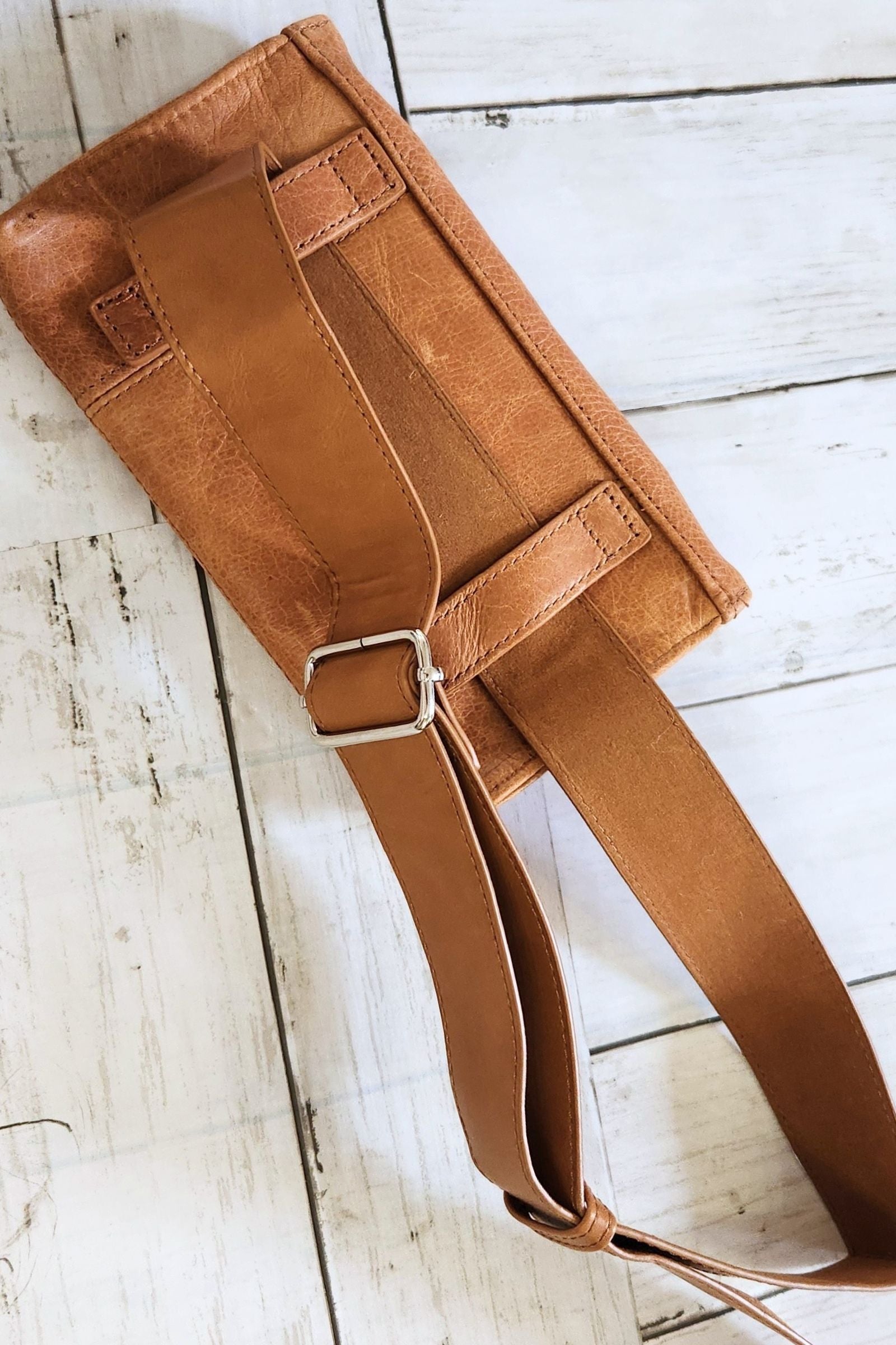 Tan Leather Belt Bag - Fanny Pack and Sling Bag