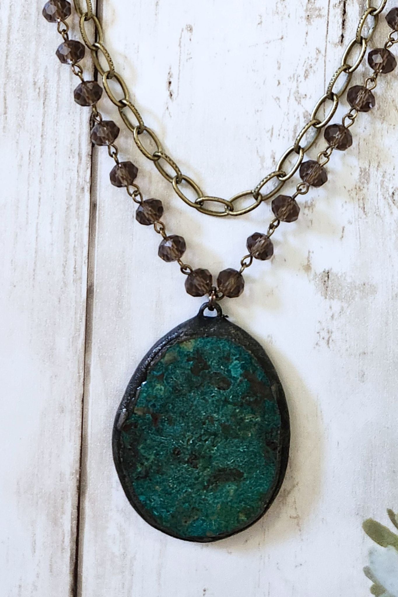 Paige Smokey Crystal & Turquoise Layered Necklace