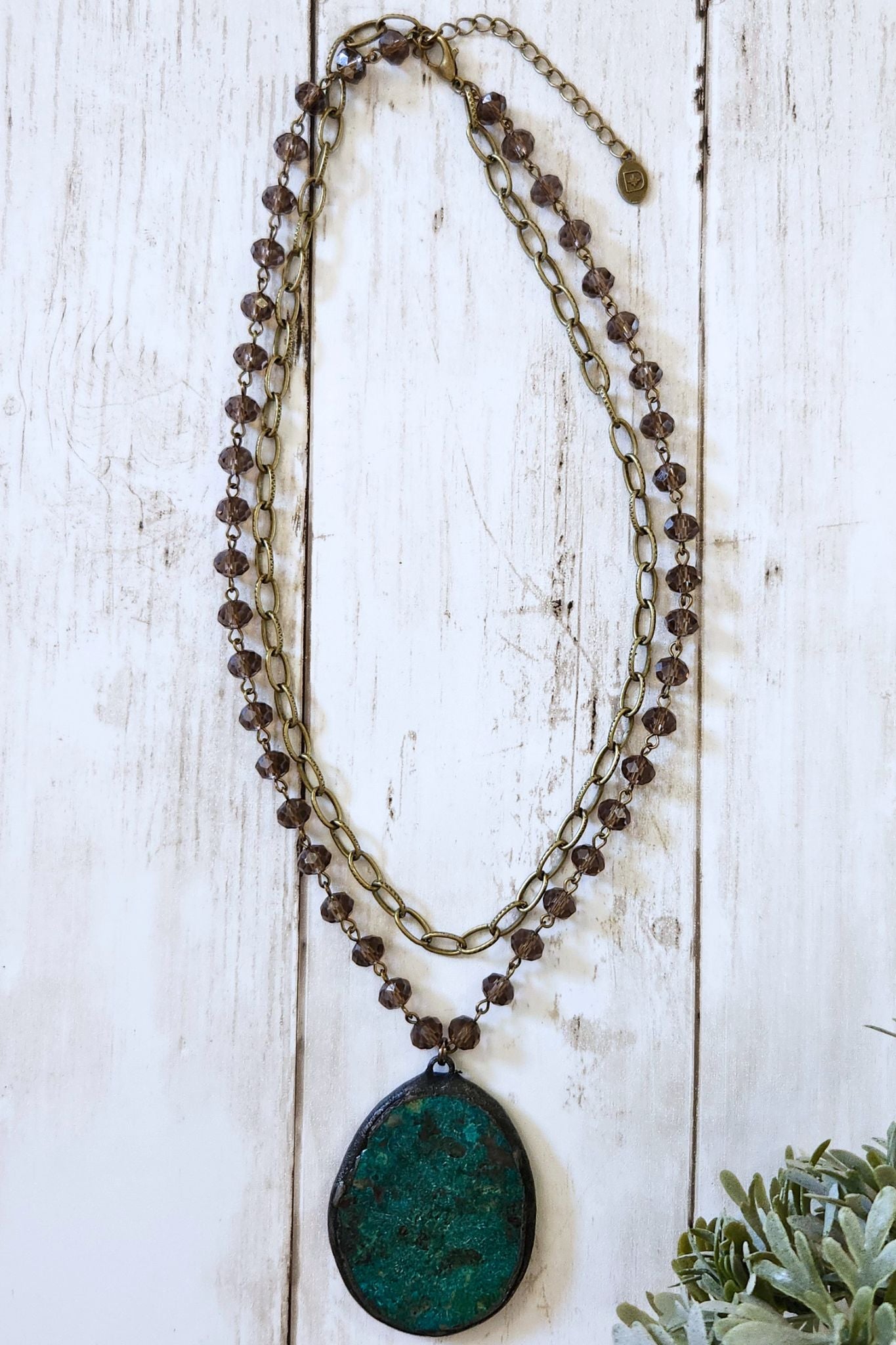 Paige Smokey Crystal & Turquoise Layered Necklace