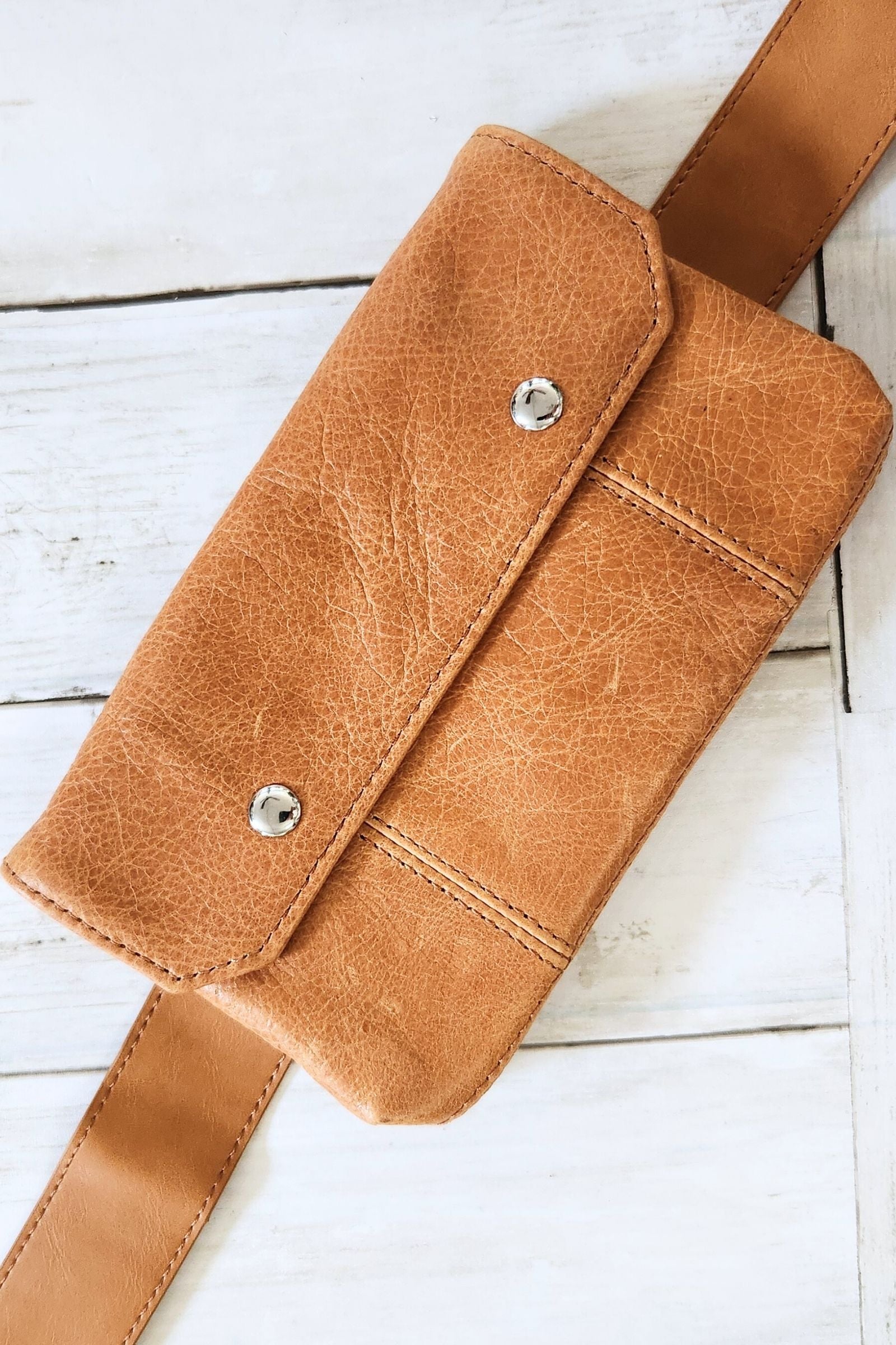 Tan Leather Belt Bag - Fanny Pack and Sling Bag