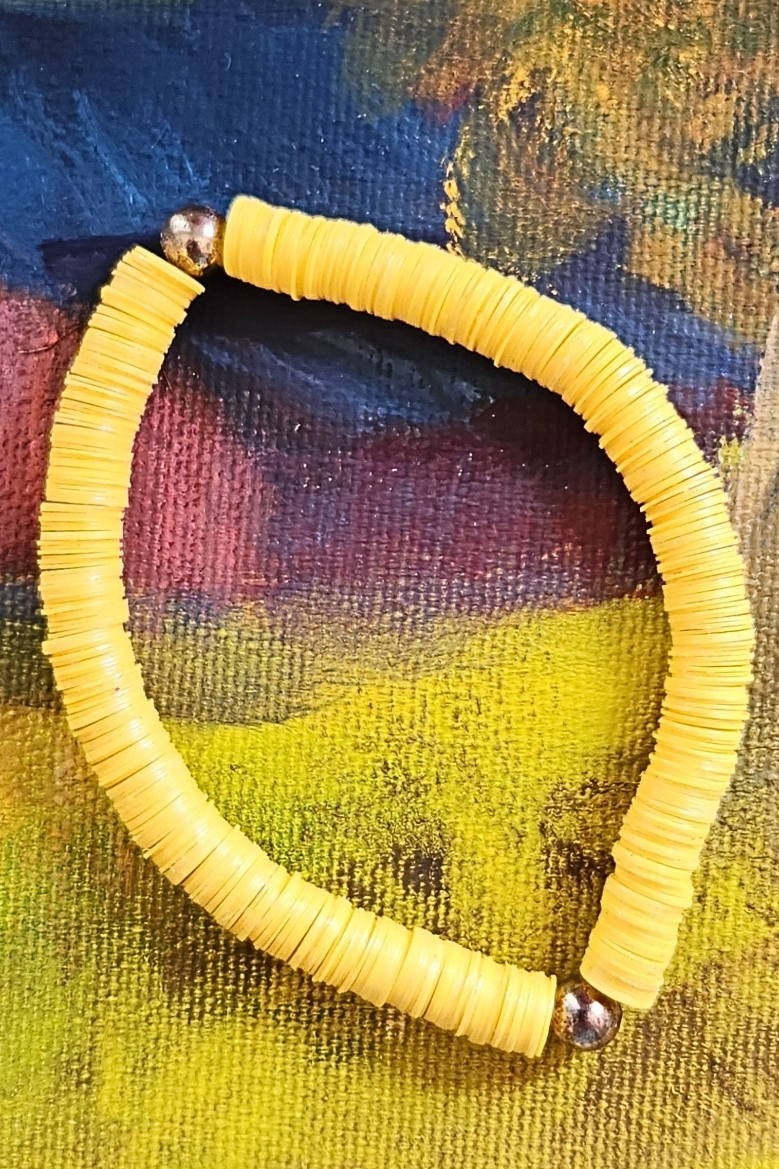 Yellow Game Day Sequin Stretch Bracelet