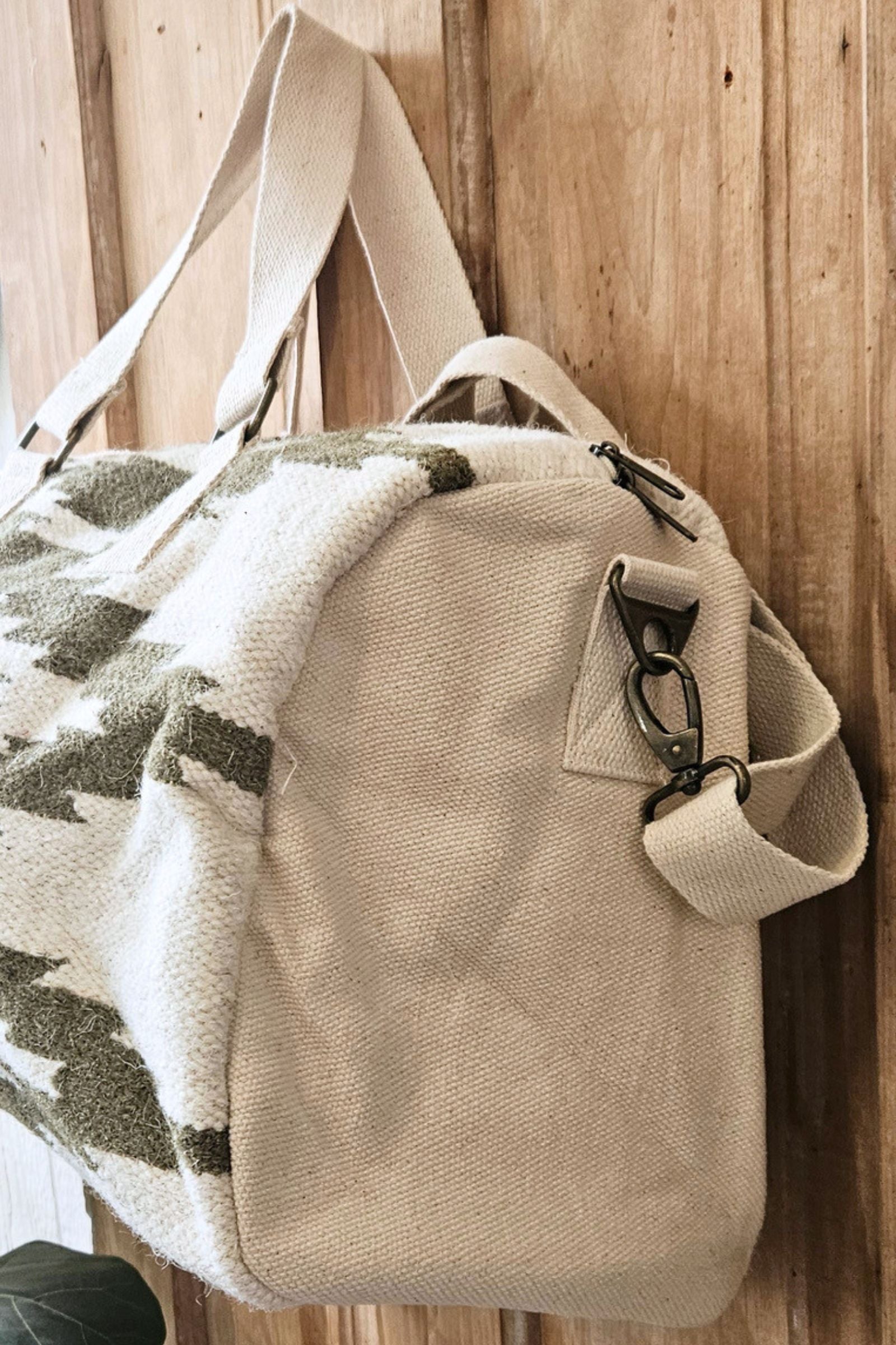 Cream & Olive Western Duffel Bag