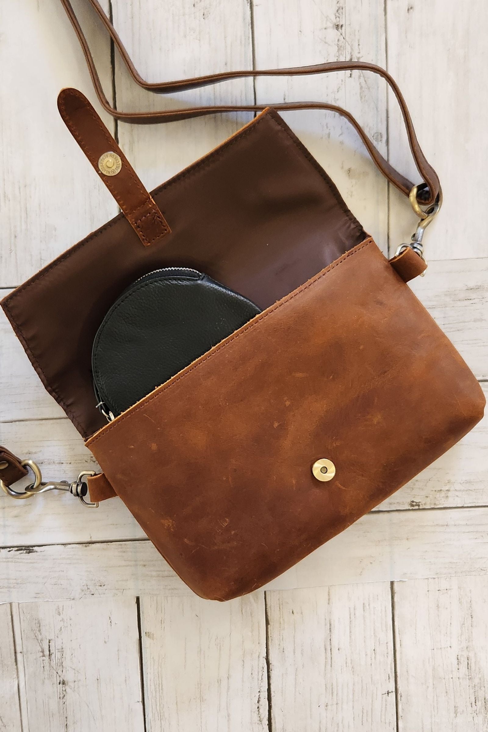 Crazy Horse Brown Leather Crossbody Bag
