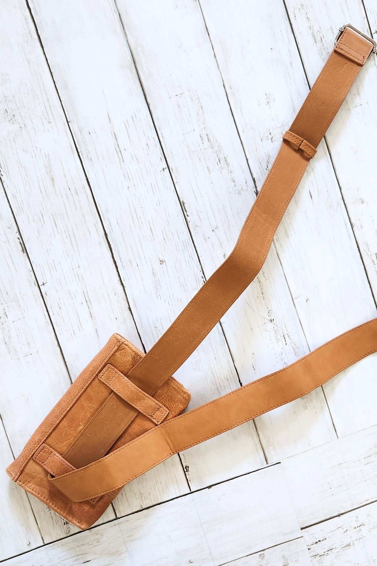 Tan Leather Belt Bag - Fanny Pack and Sling Bag