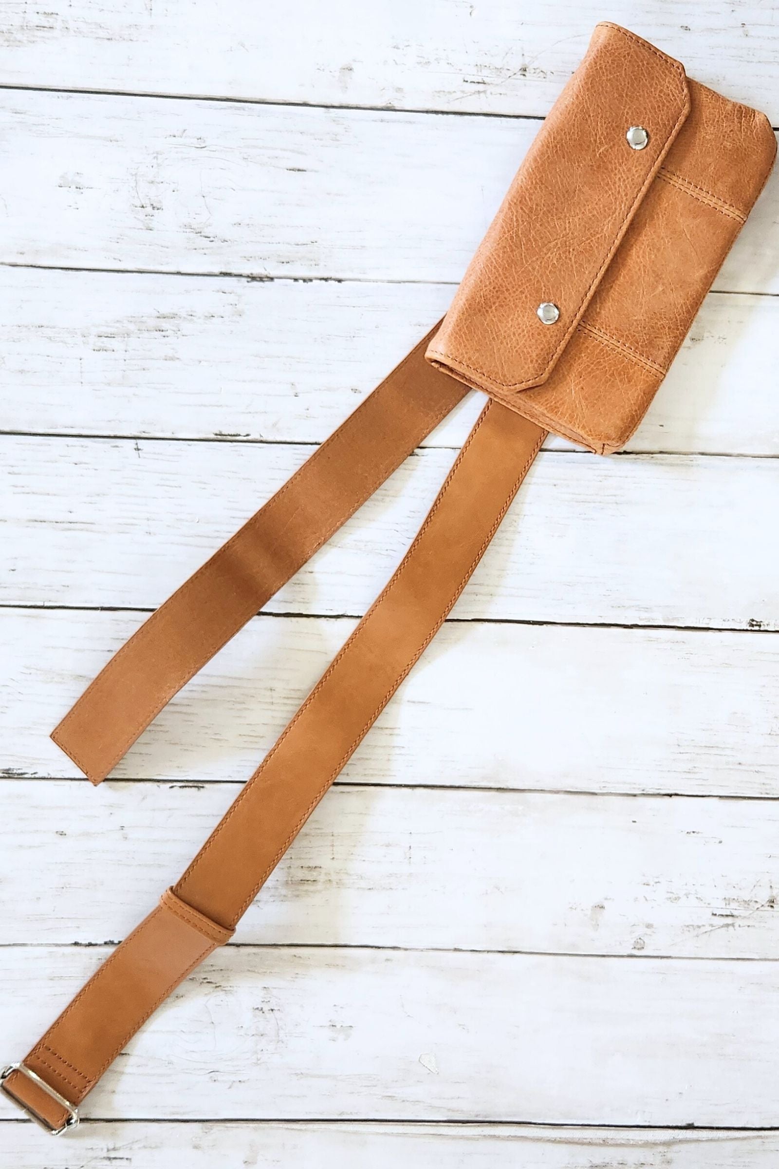 Tan Leather Belt Bag - Fanny Pack and Sling Bag