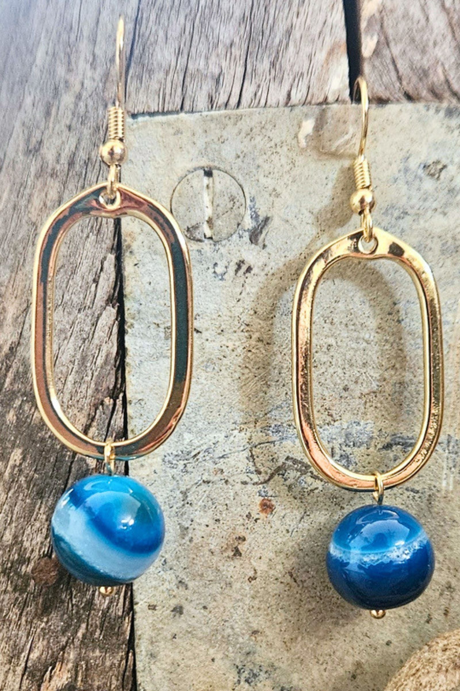 Mila Golden Blue Drop Earrings