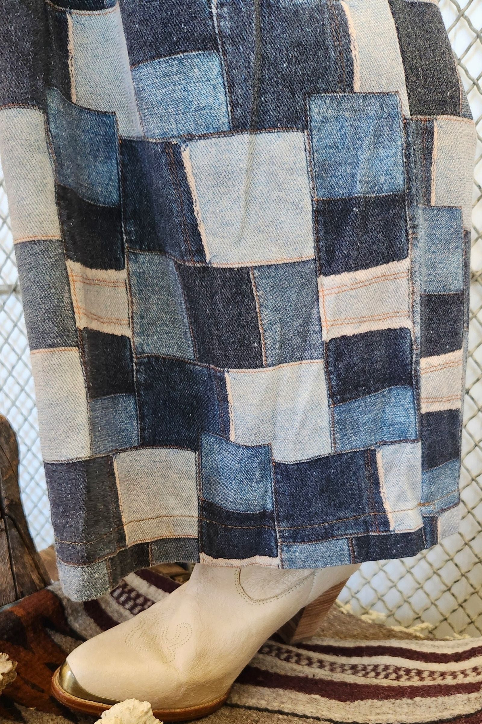 Denim Patch Print Overalls