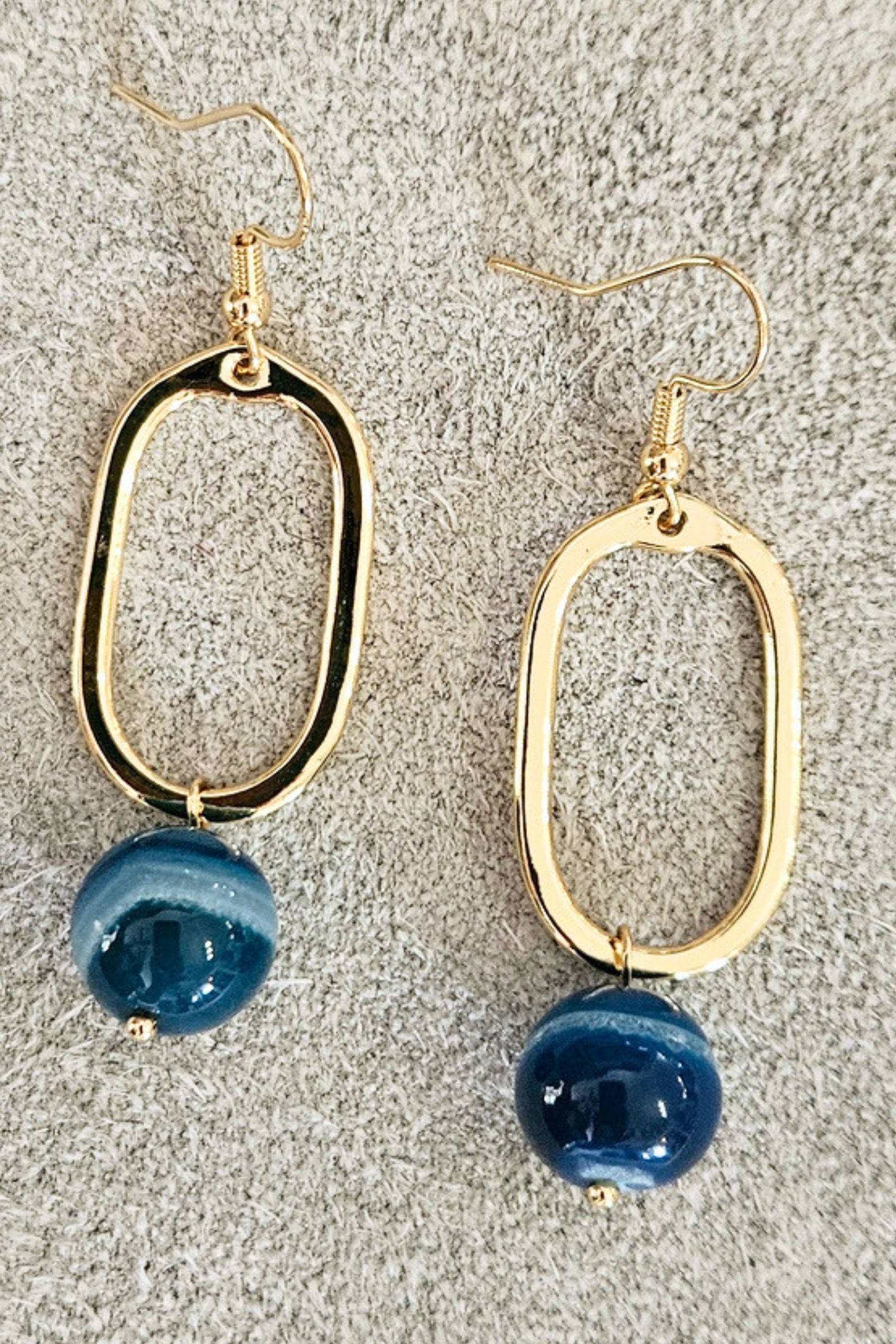 Mila Golden Blue Drop Earrings
