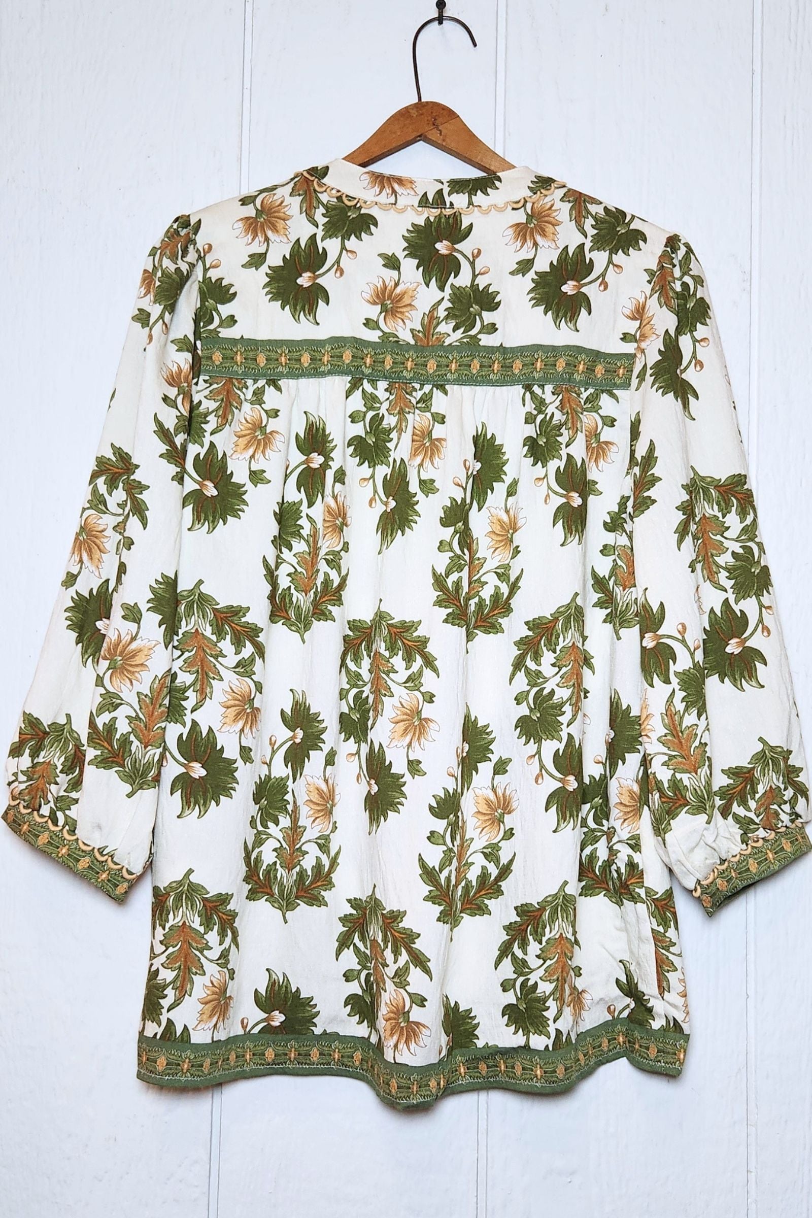Olive Harvest Floral Tie Front Blouse