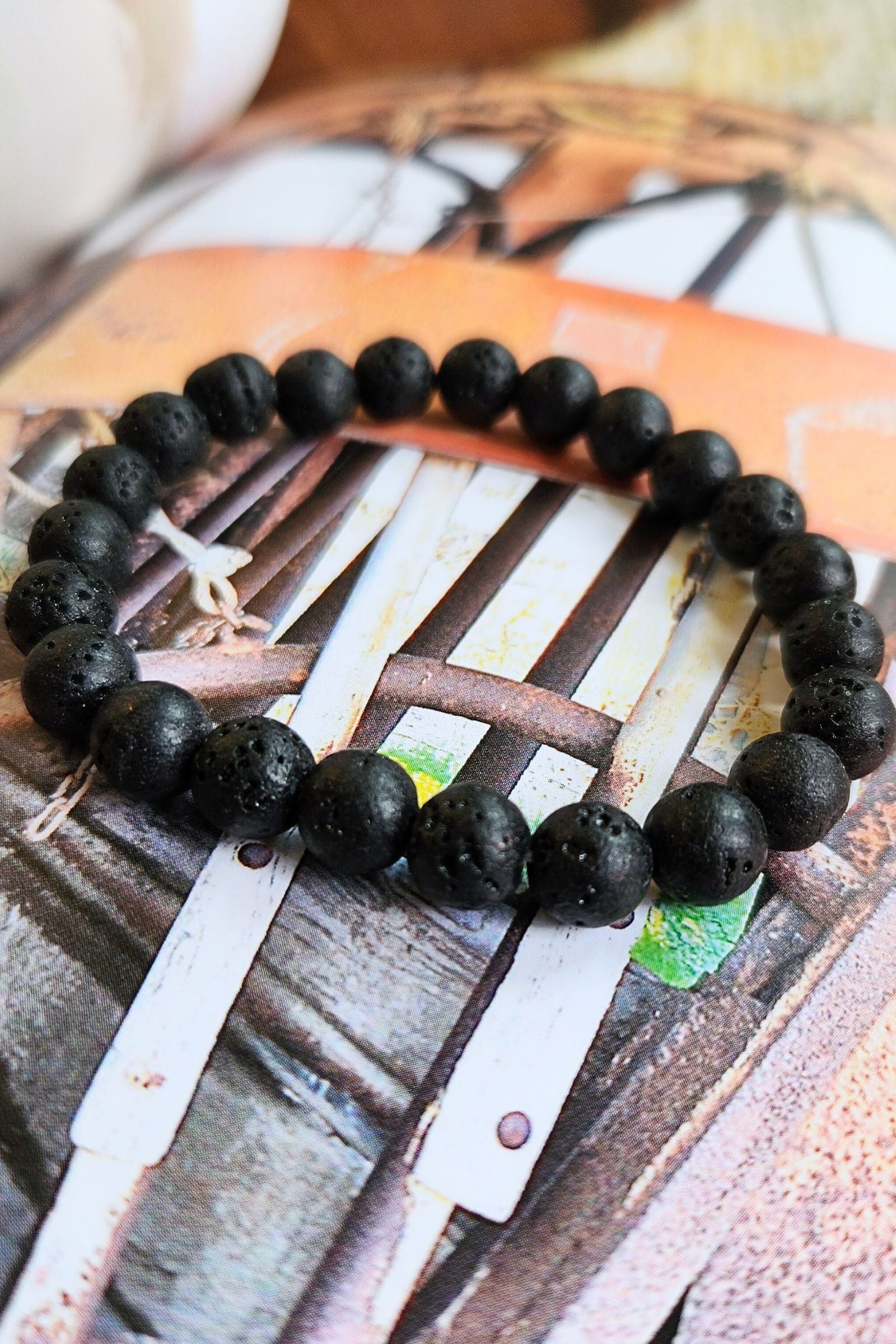 Lava Rock Stone Stretch Bracelet