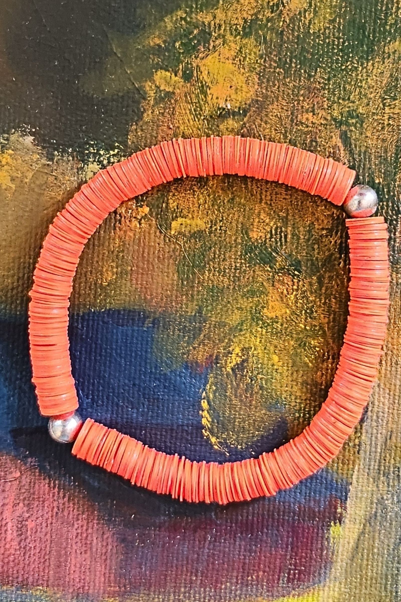 Orange Game Day Sequin Stretch Bracelet