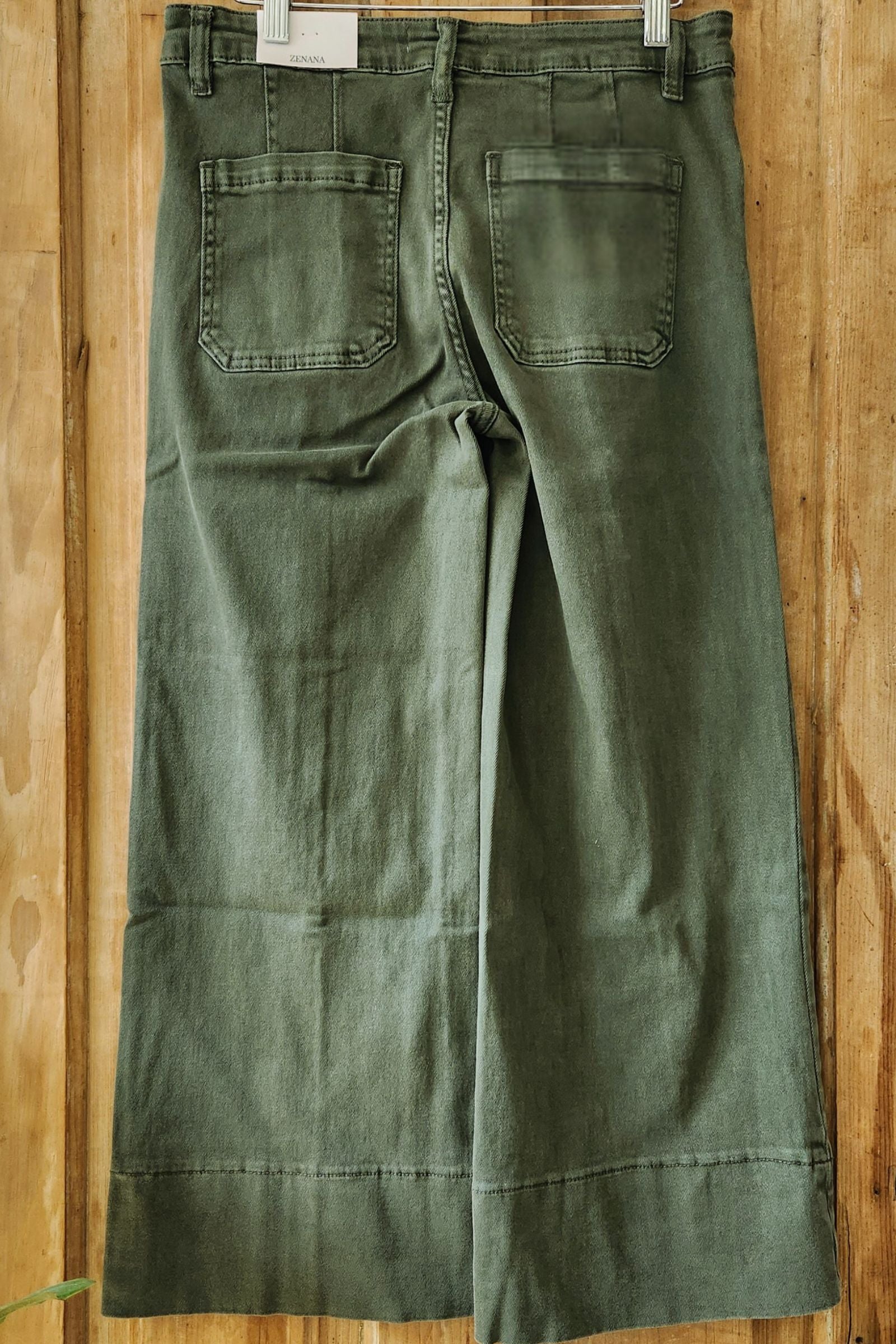 Mid-rise Olive Cropped Denim Jeans