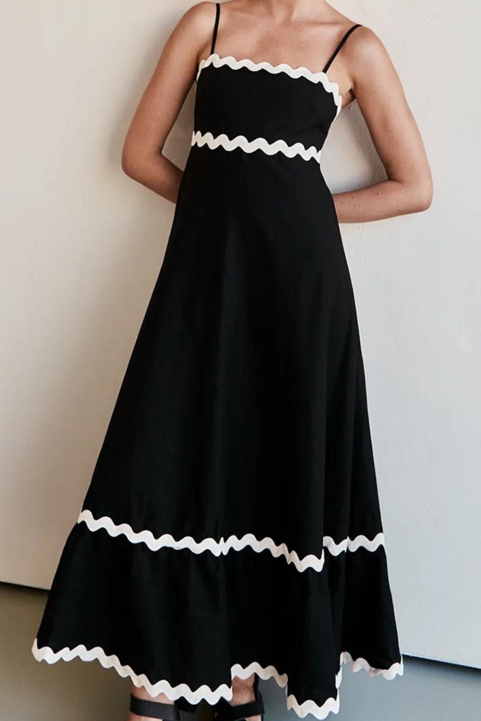 Black & White Square Neck Maxi Dress