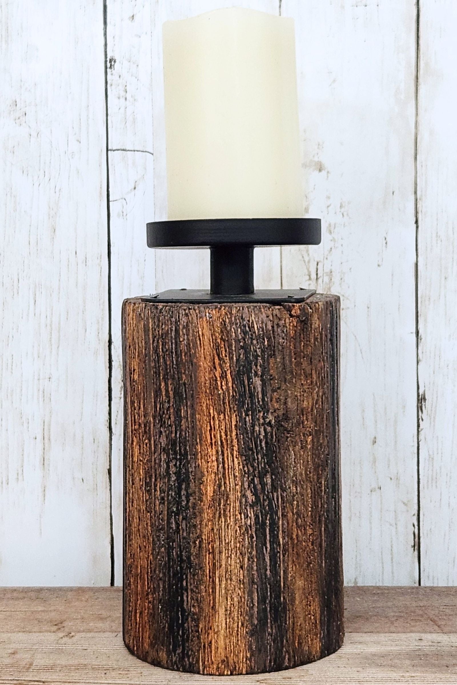 9 1/2" Wood Candle Holder