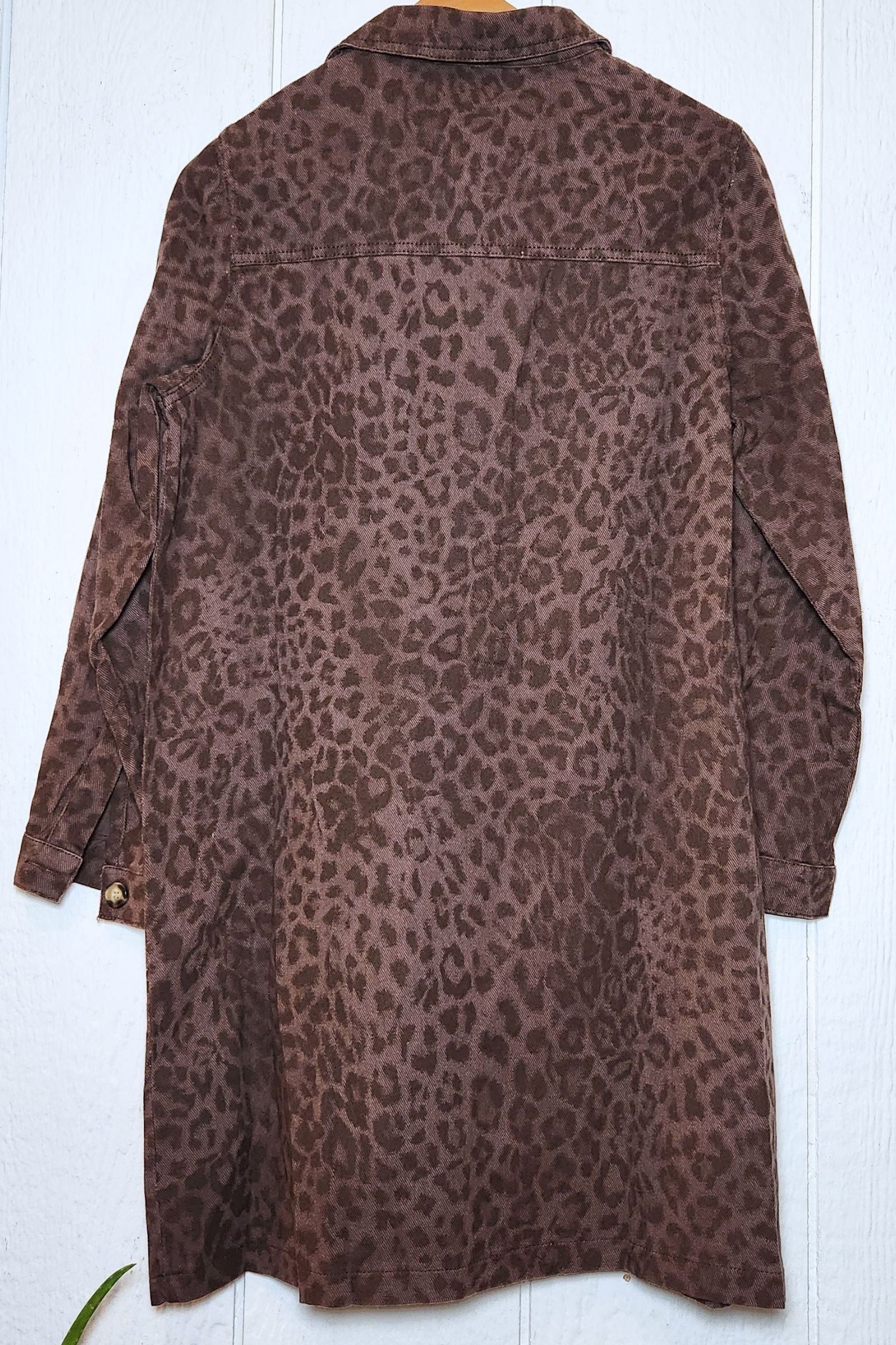 Brown Leopard Collared Shirt Dress