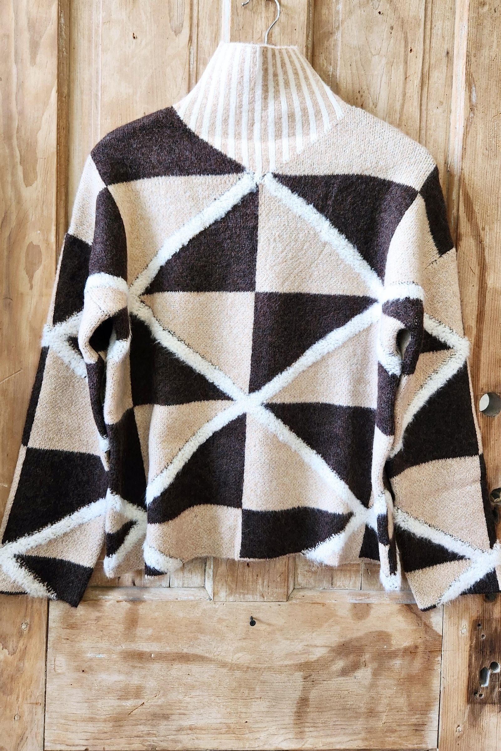 Boucle Geometric High Neck Sweater