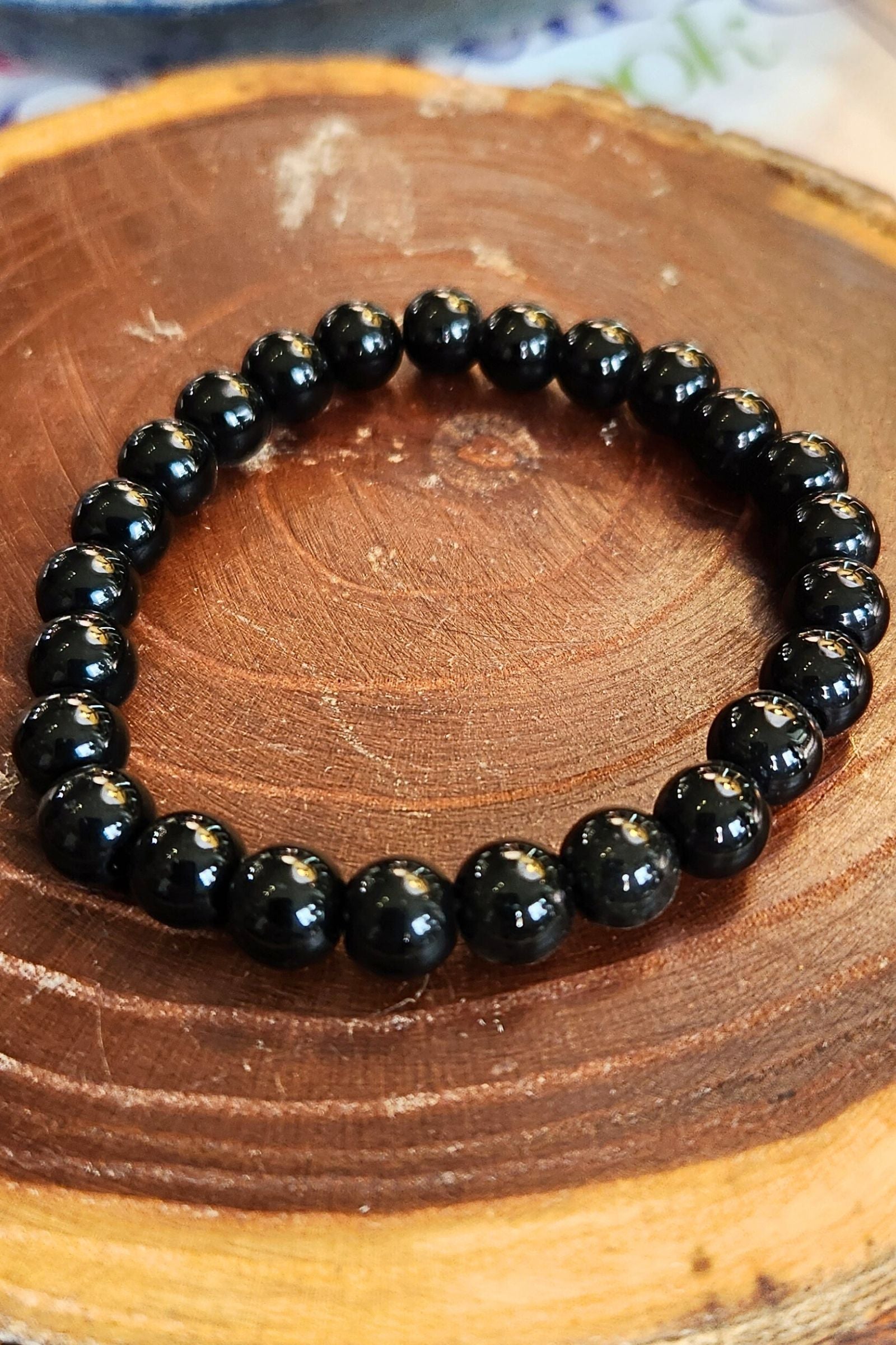 Obsidian Crystal Stone Stretch Bracelet