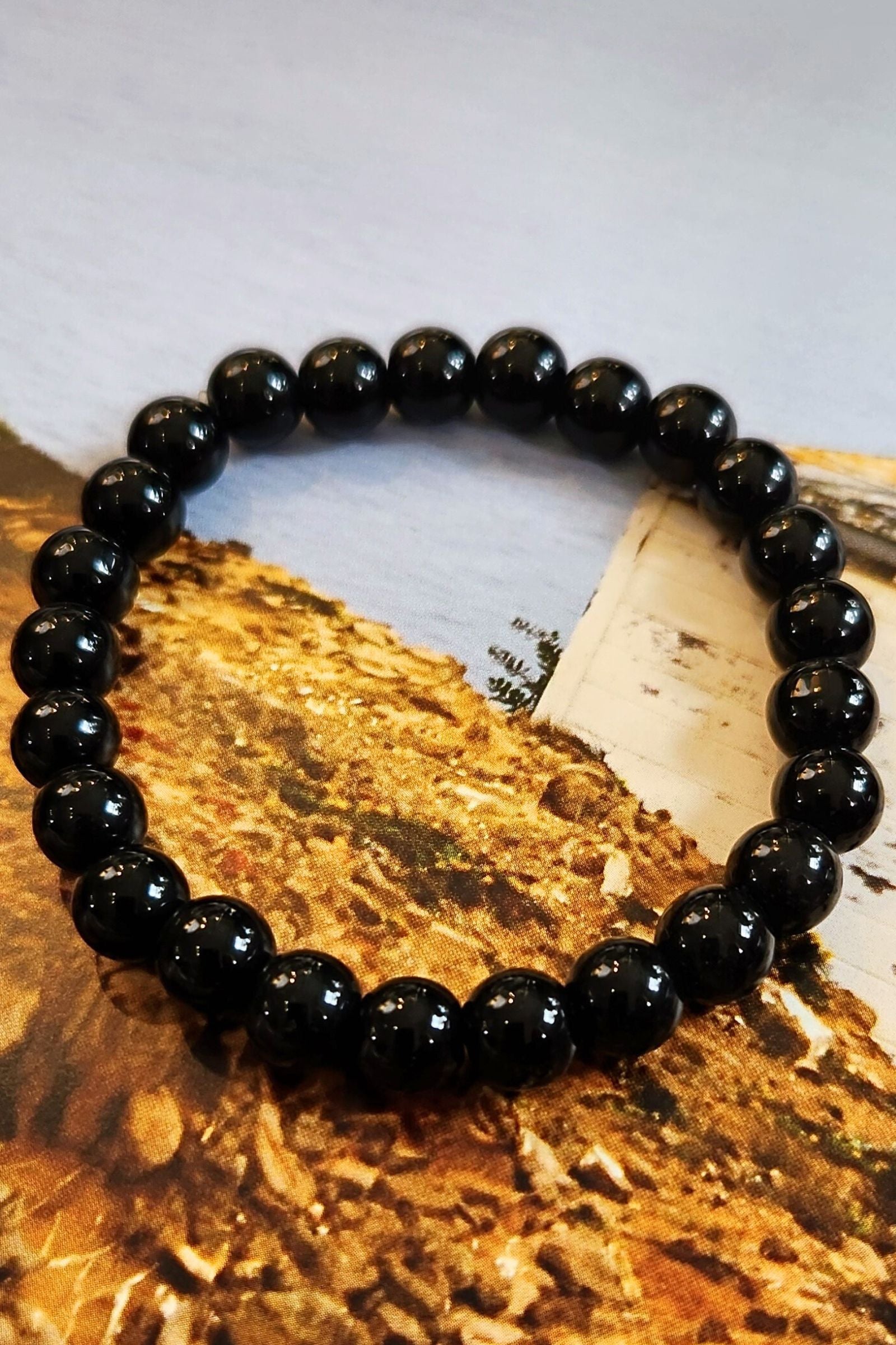 Obsidian Crystal Stone Stretch Bracelet