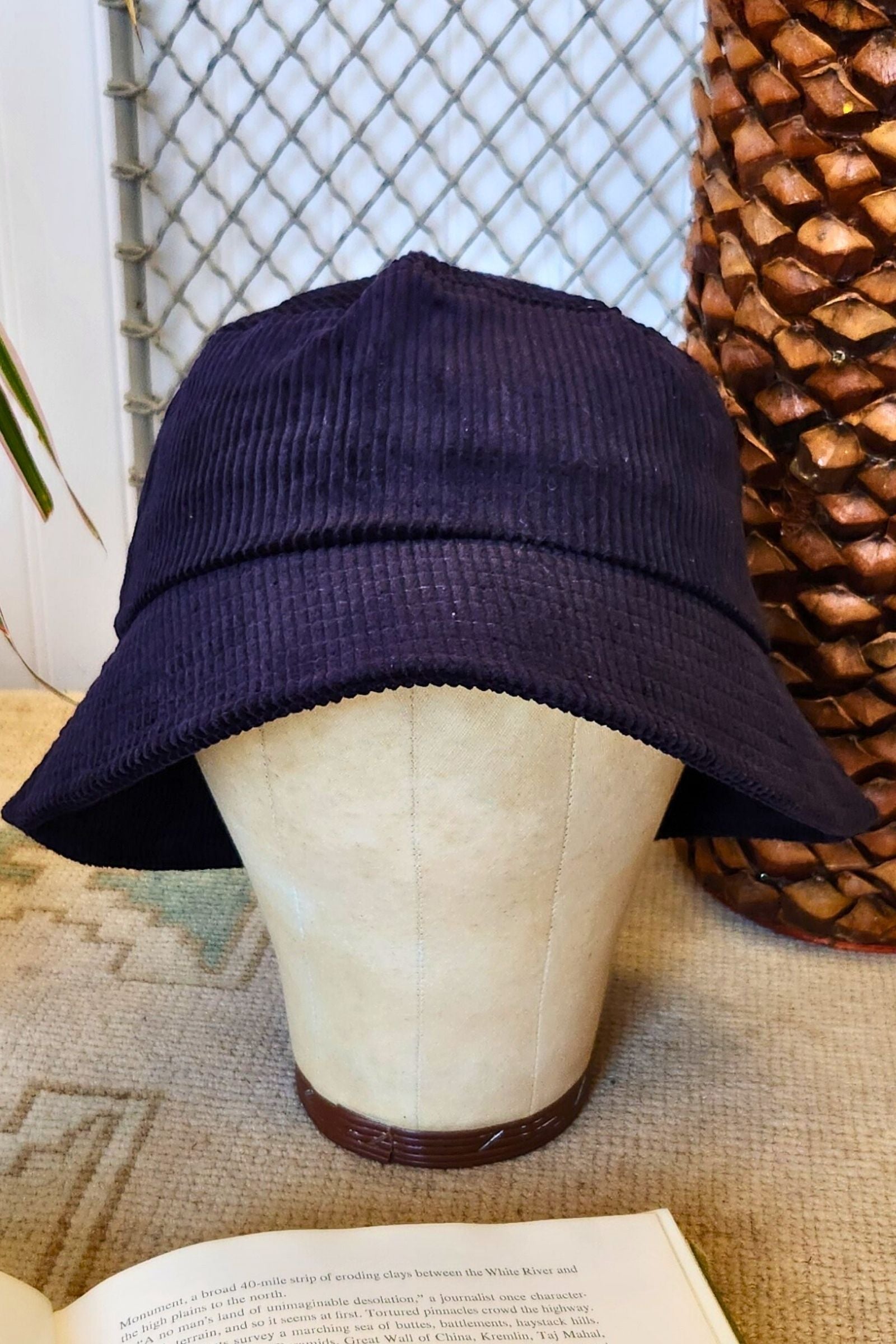 Navy Blue Corduroy Bucket Hat