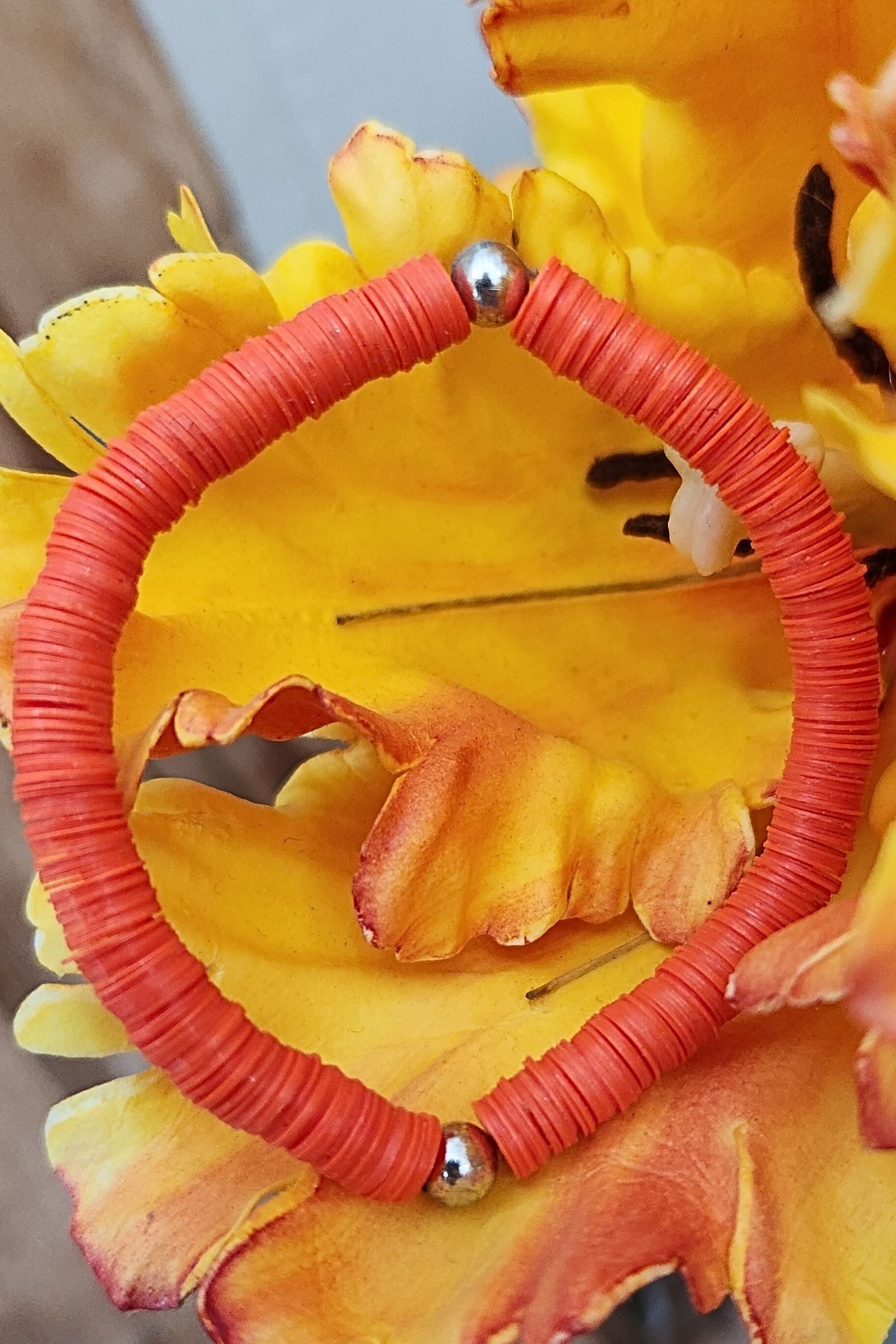 Orange Game Day Sequin Stretch Bracelet