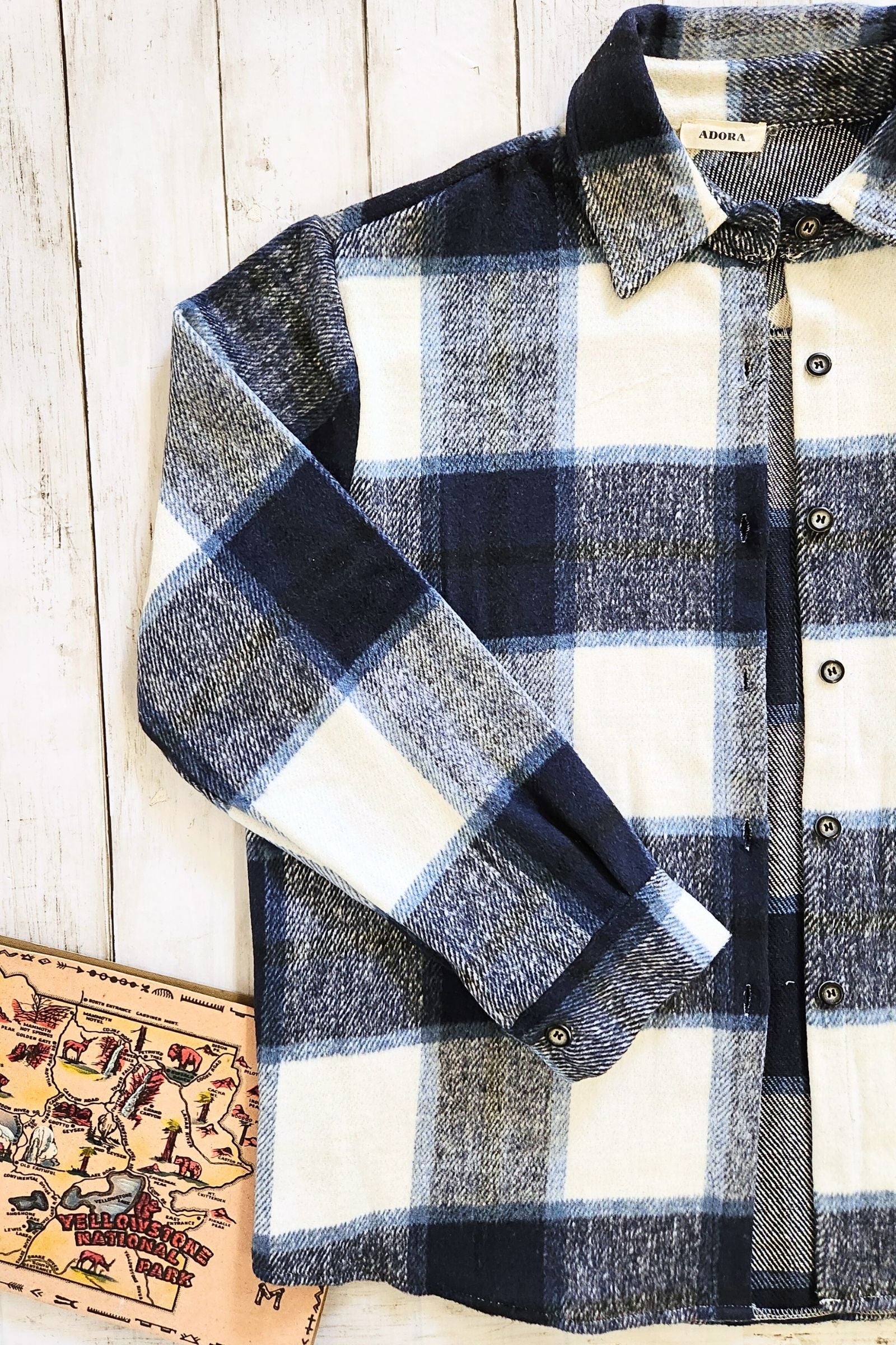 Navy Plaid Flannel Shacket