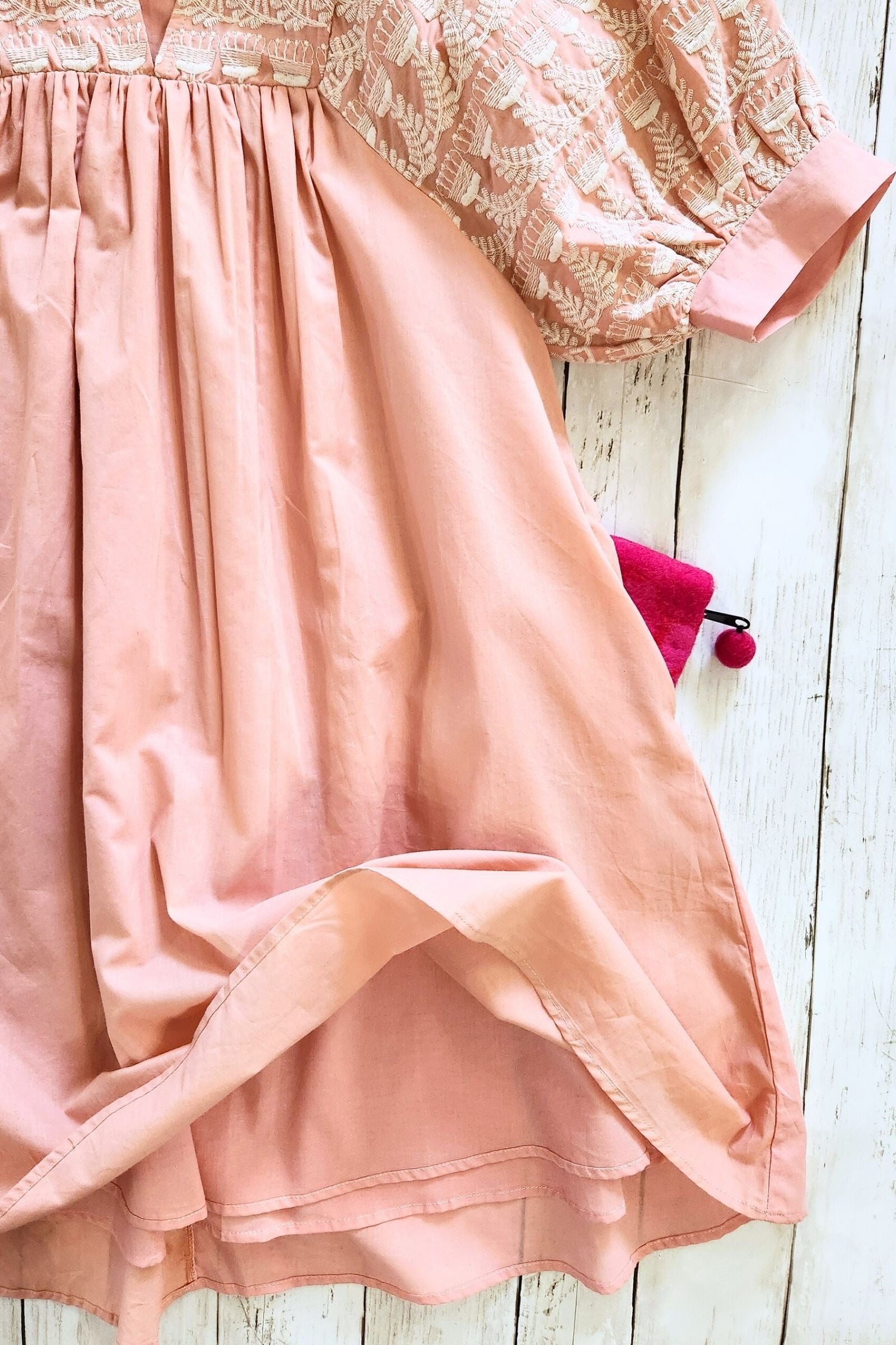 Rose Floral Embroidered V Neck Dress