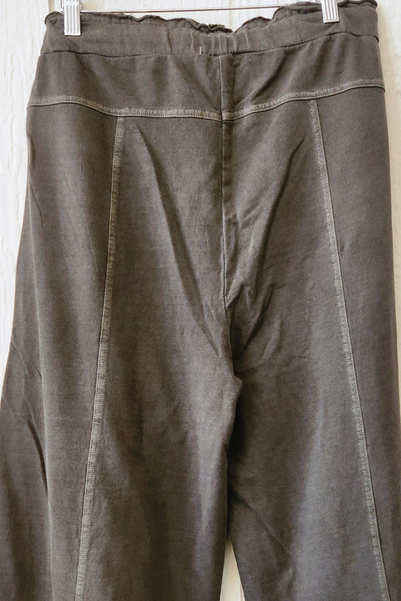 Washed Black French Terry Exposed Seam Pants