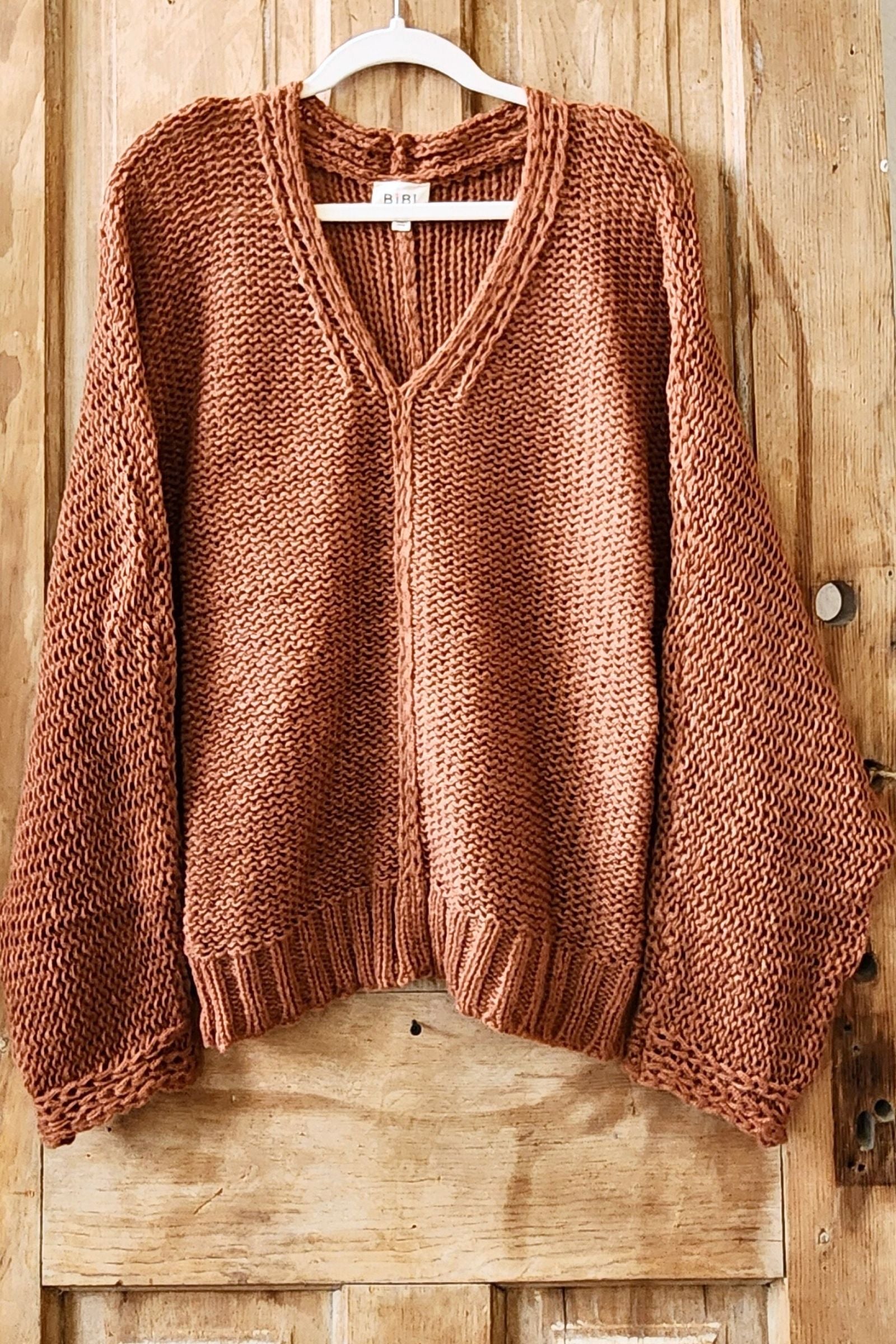 Cinnamon V Neck Pullover Sweater