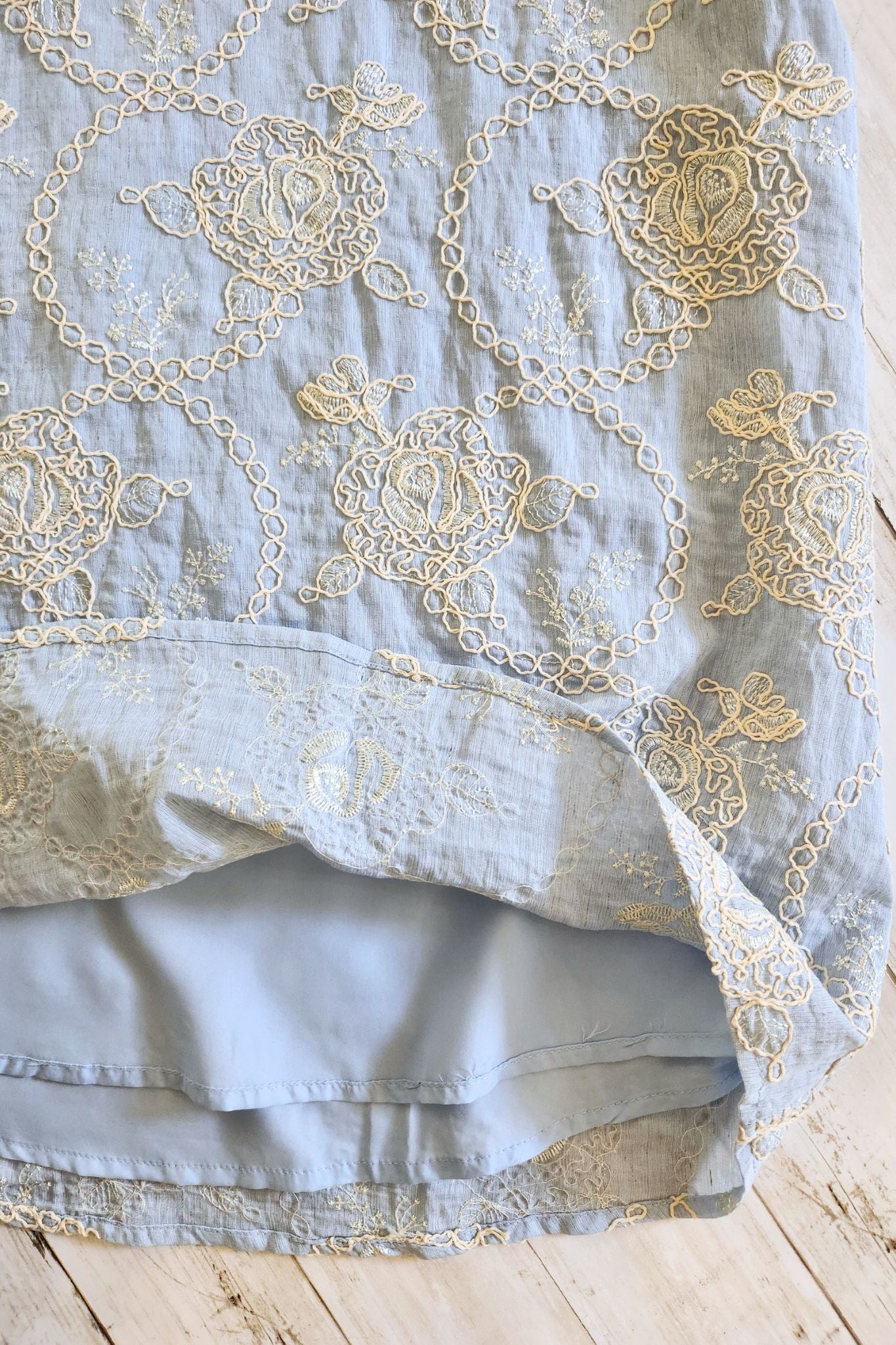 Sky Blue Embroidered Floral Dress