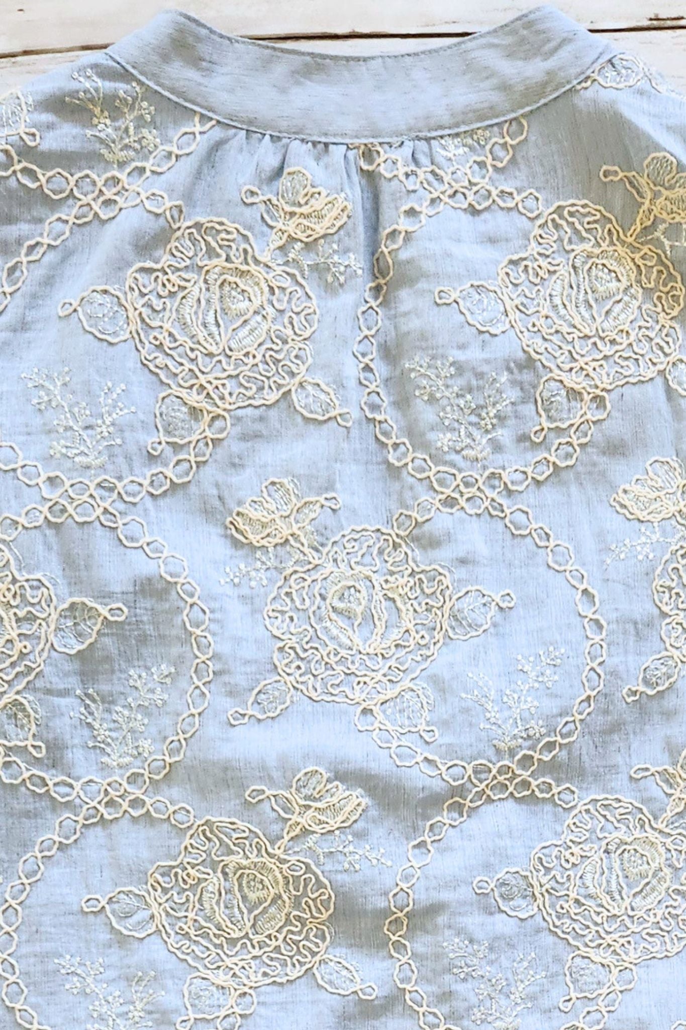 Sky Blue Embroidered Floral Dress