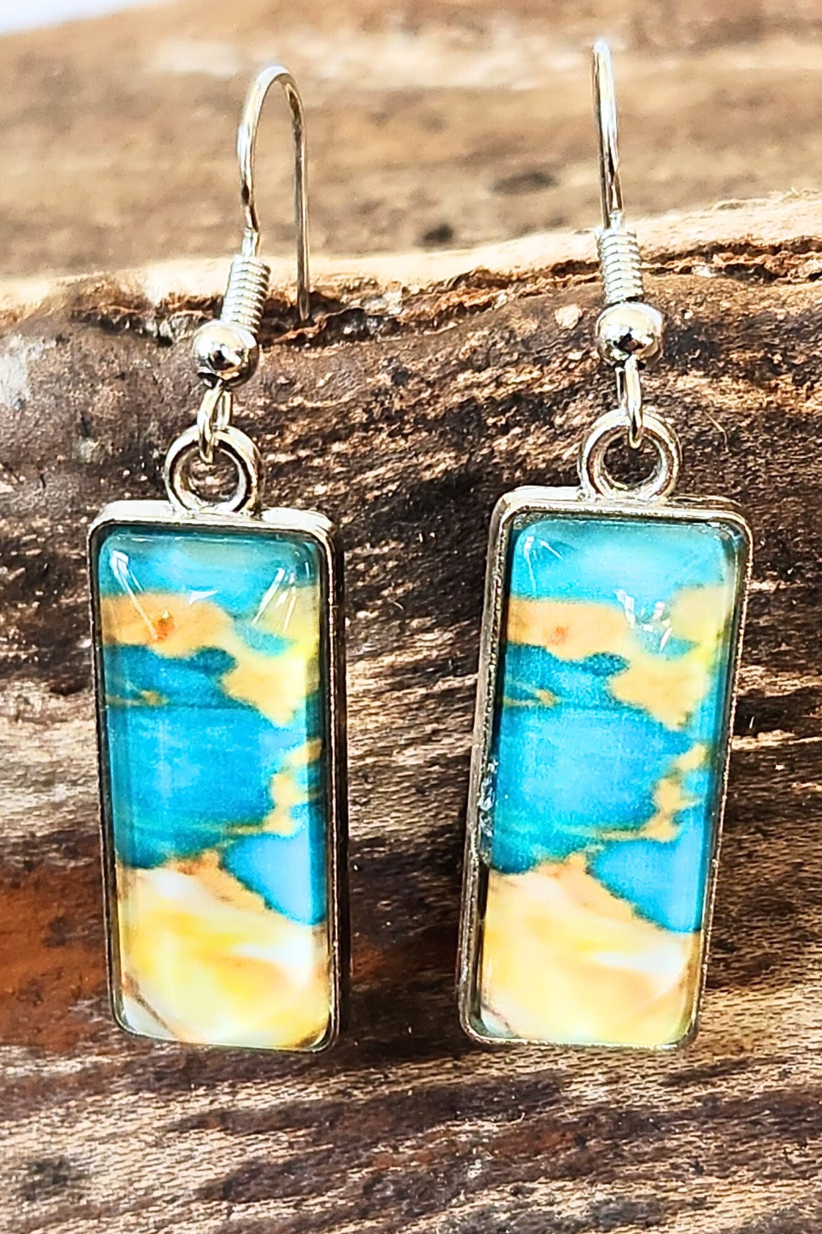 Shianna Turquoise Rectangle Earrings