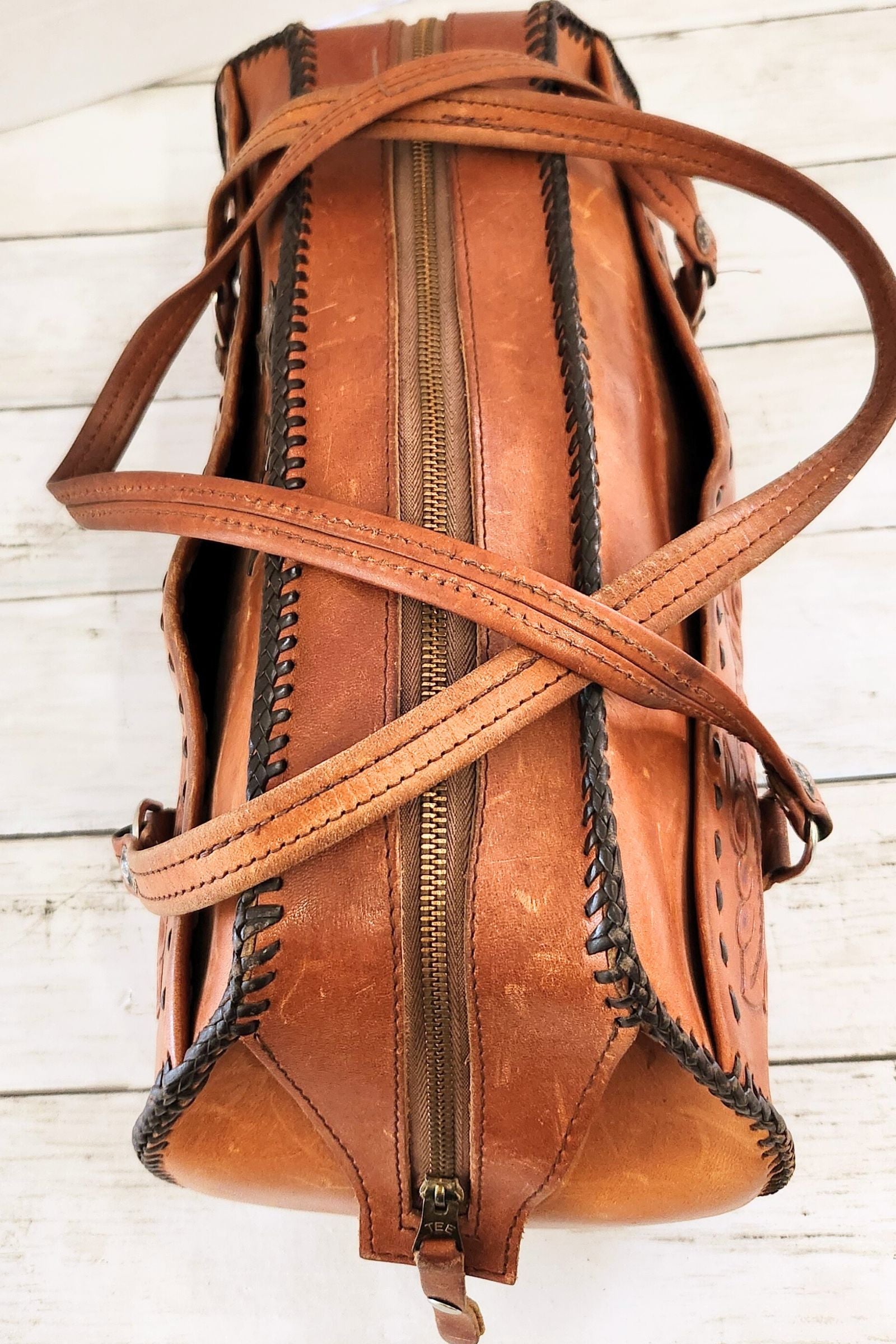 Vintage PAT Tooled Leather Bag