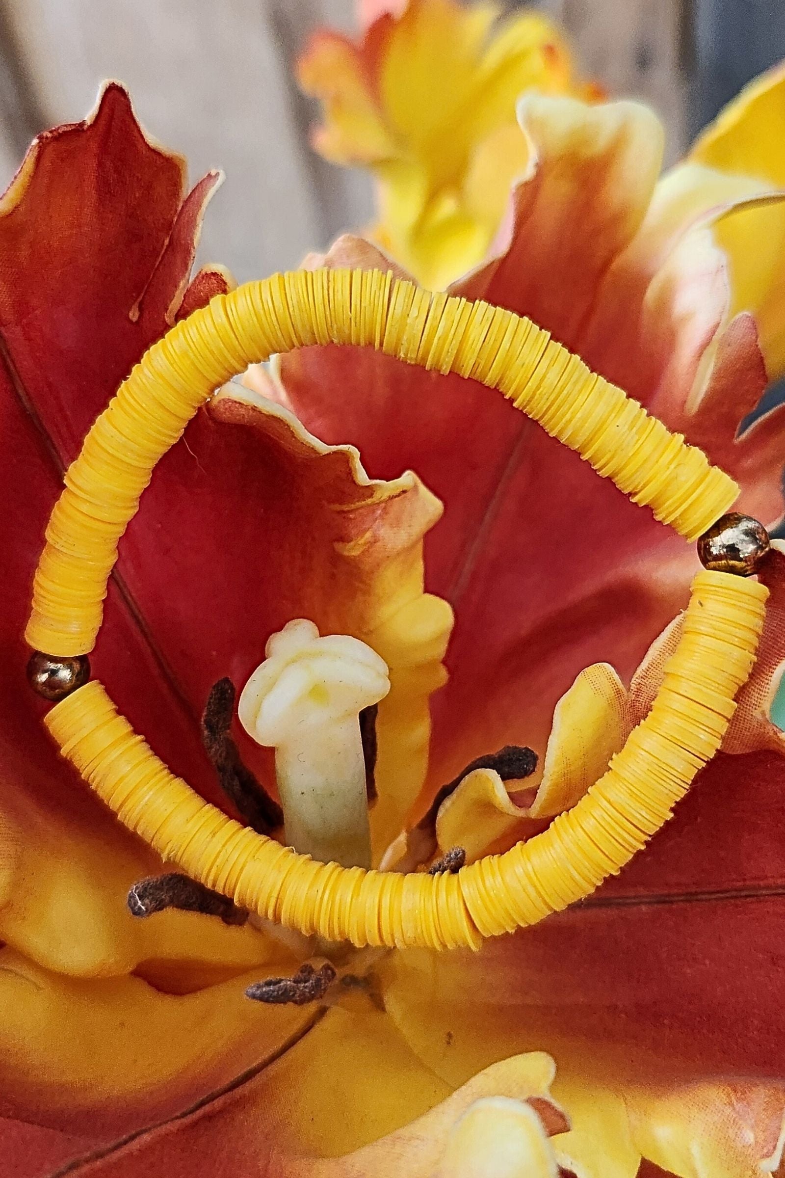 Yellow Game Day Sequin Stretch Bracelet