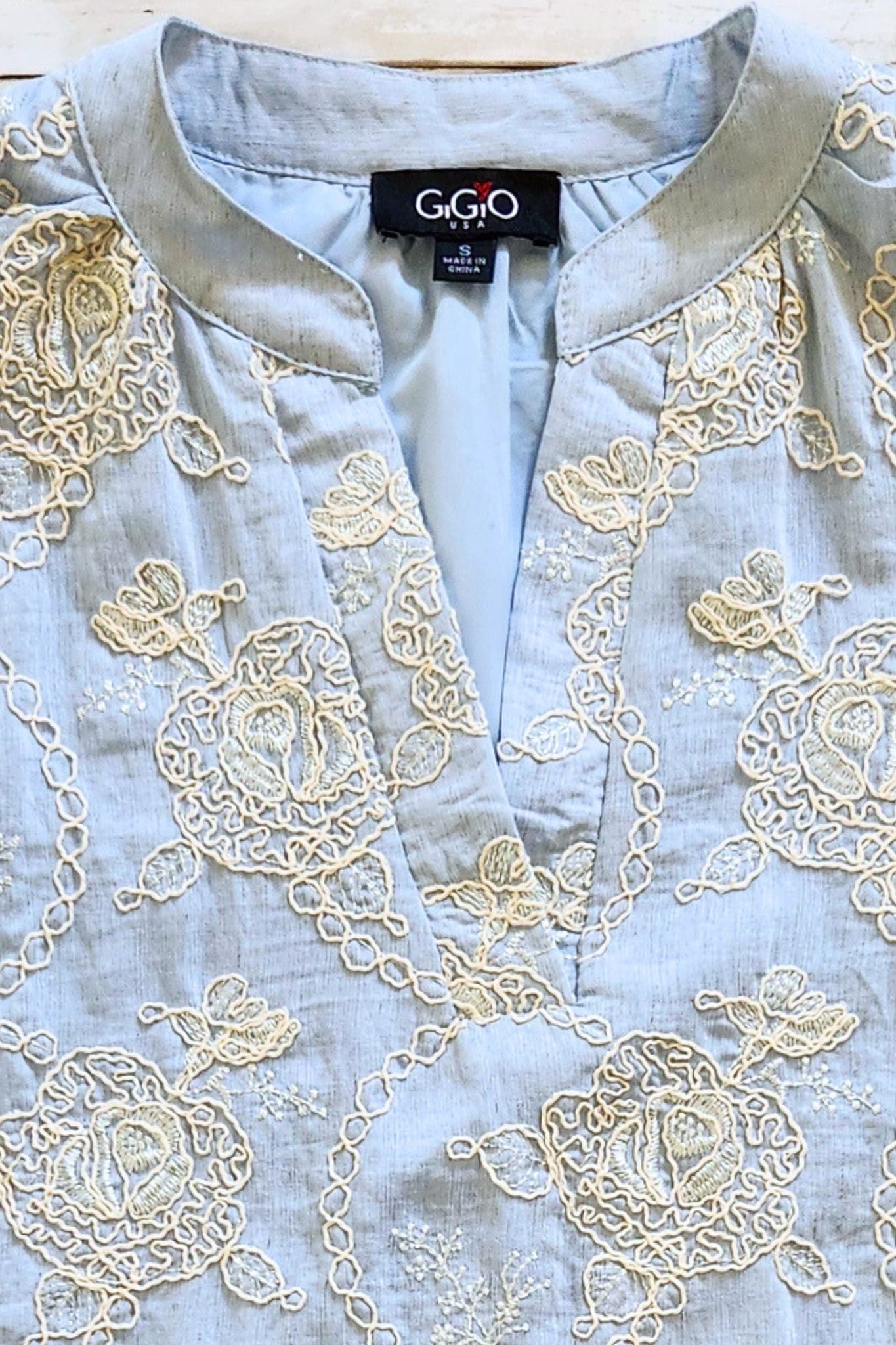 Sky Blue Embroidered Floral Dress
